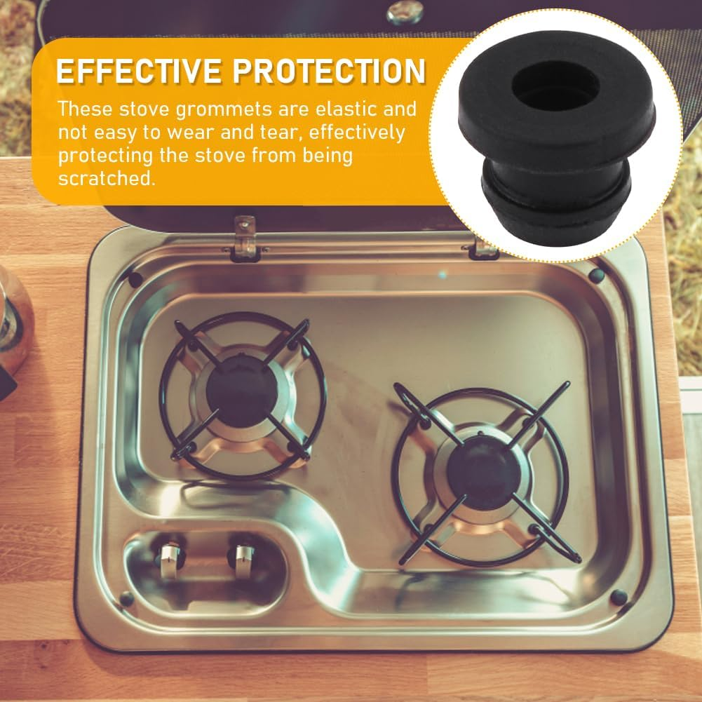 10Pcs RV Stove Grommet Kit, Closed Rubber Hole Plug, Heat Resistant Stove Parts Grommets Rubber Grommet Kit, Stove Protector Range Burner Grate Rubber Feet Pad(Black) image number 2