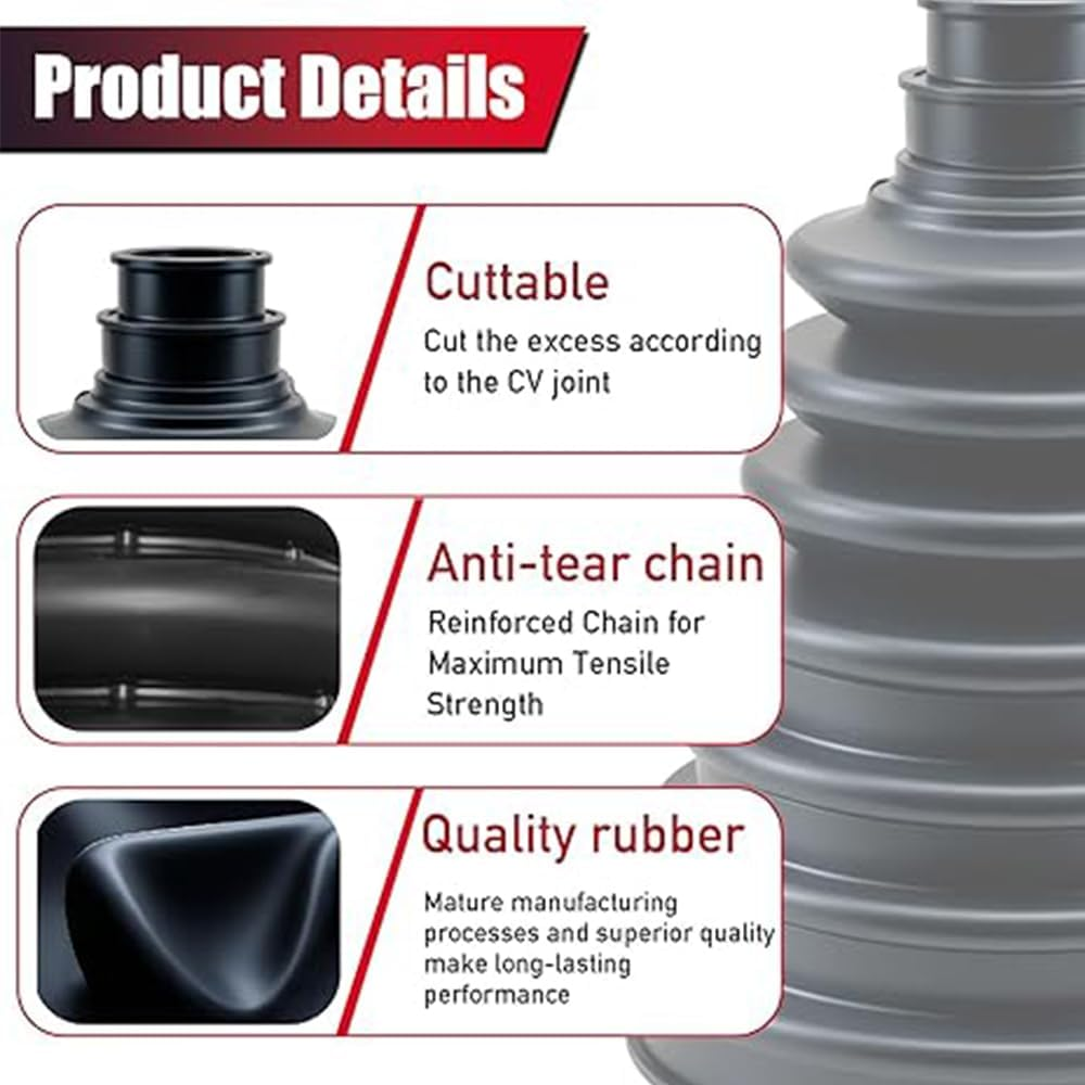 DCSMYX 2 PCS CV Boot Repair Kit with 4 Stainless Steel Clamps & 6 Cable Ties,Waterproof & Dustproof CV Axle Boot Repair Kit for Protect Axle,Universal CV Joint Boot,Fits for Most Car