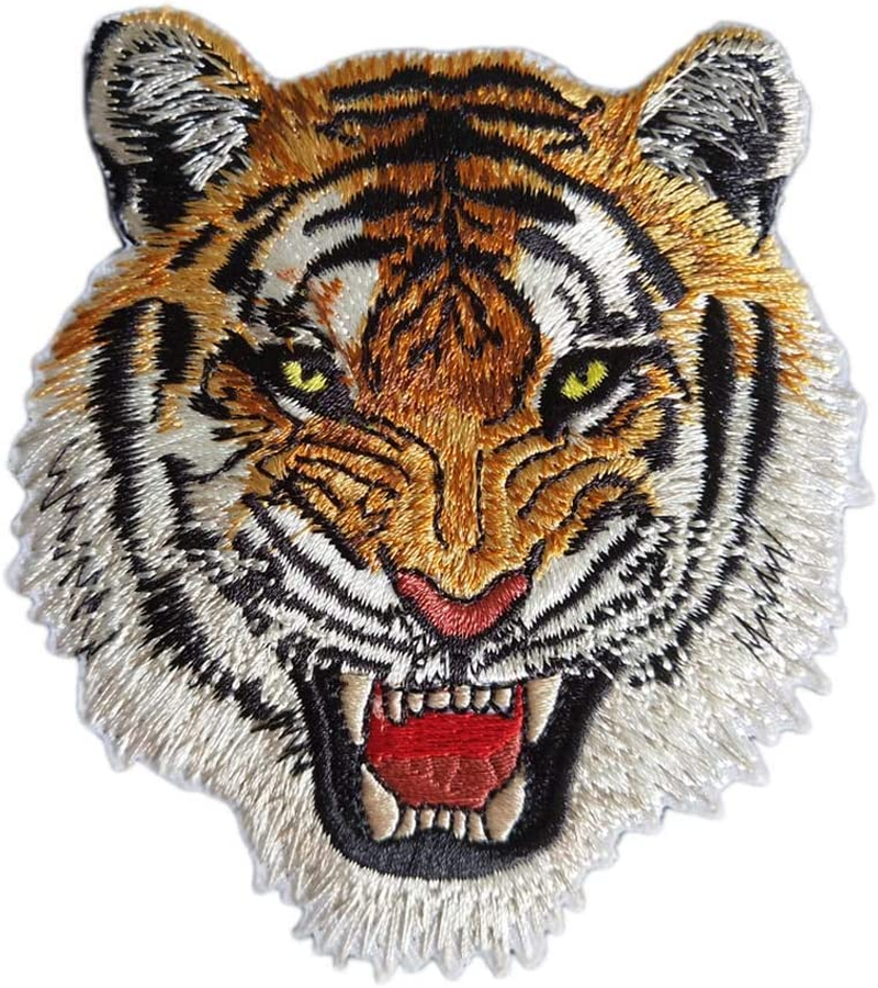 2Pcs DIY Tiger Iron-On Patch Embroidered Appliques Clothes Patches Clothes Sewing Embroidery Process image number 3