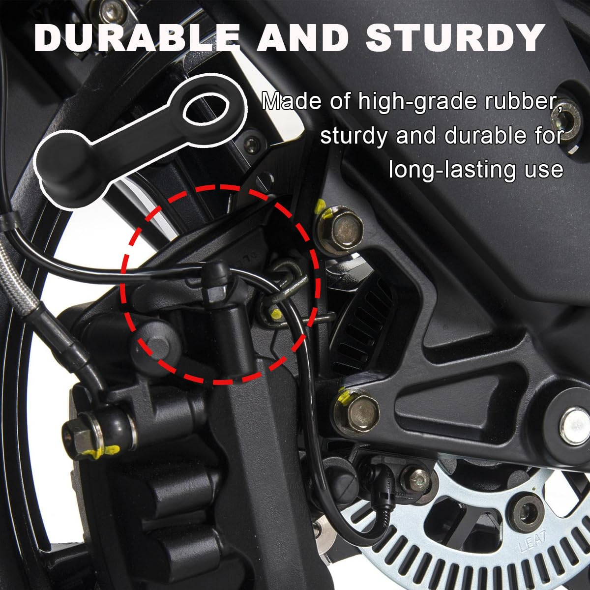 Gasedin 4 PCS Brake Bleed Nipple Cap, 8Mm Brake Bleeder Screws Dust Cover Rubber Bleed Nipple Cap, Automotive Brake Bleed Cap Caliper Zerk Fitting Cover with Keeper for Motorcycles image number 6