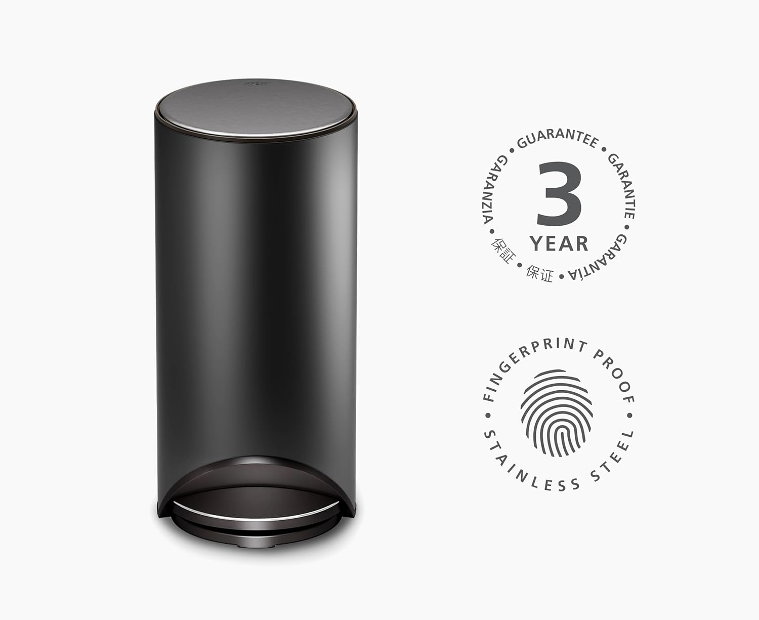 Joseph Joseph Arc 30L Slimline Pedal Bin with Easy Push Pedal, Liner Pocket, Odour Seal, Soft-Close Lid, Fingerprint-Proof, Removable Inner Bucket, Carbon Black image number 4