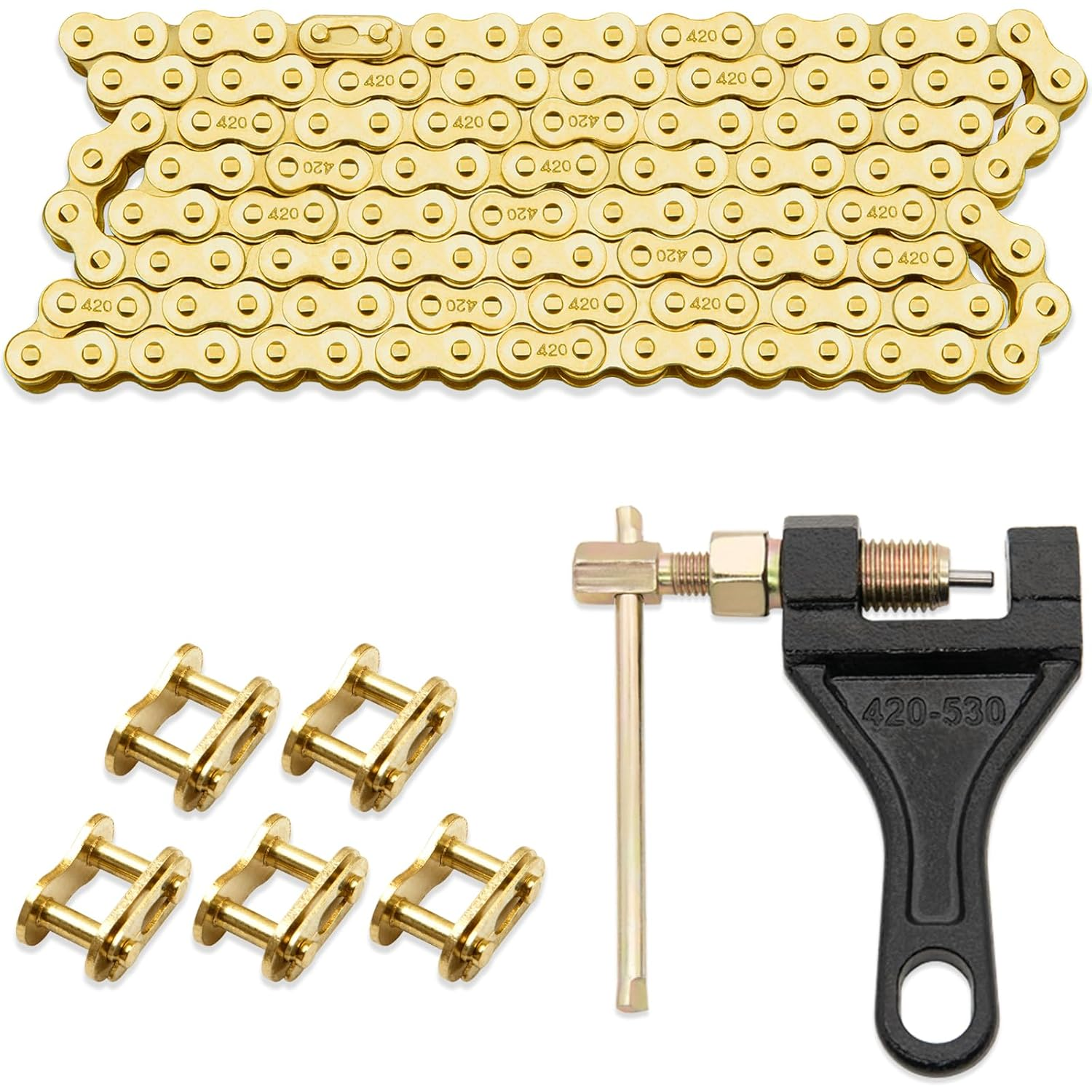 ASDFGHT 420 Motorcycle Chain 132 Link Gold image number 2