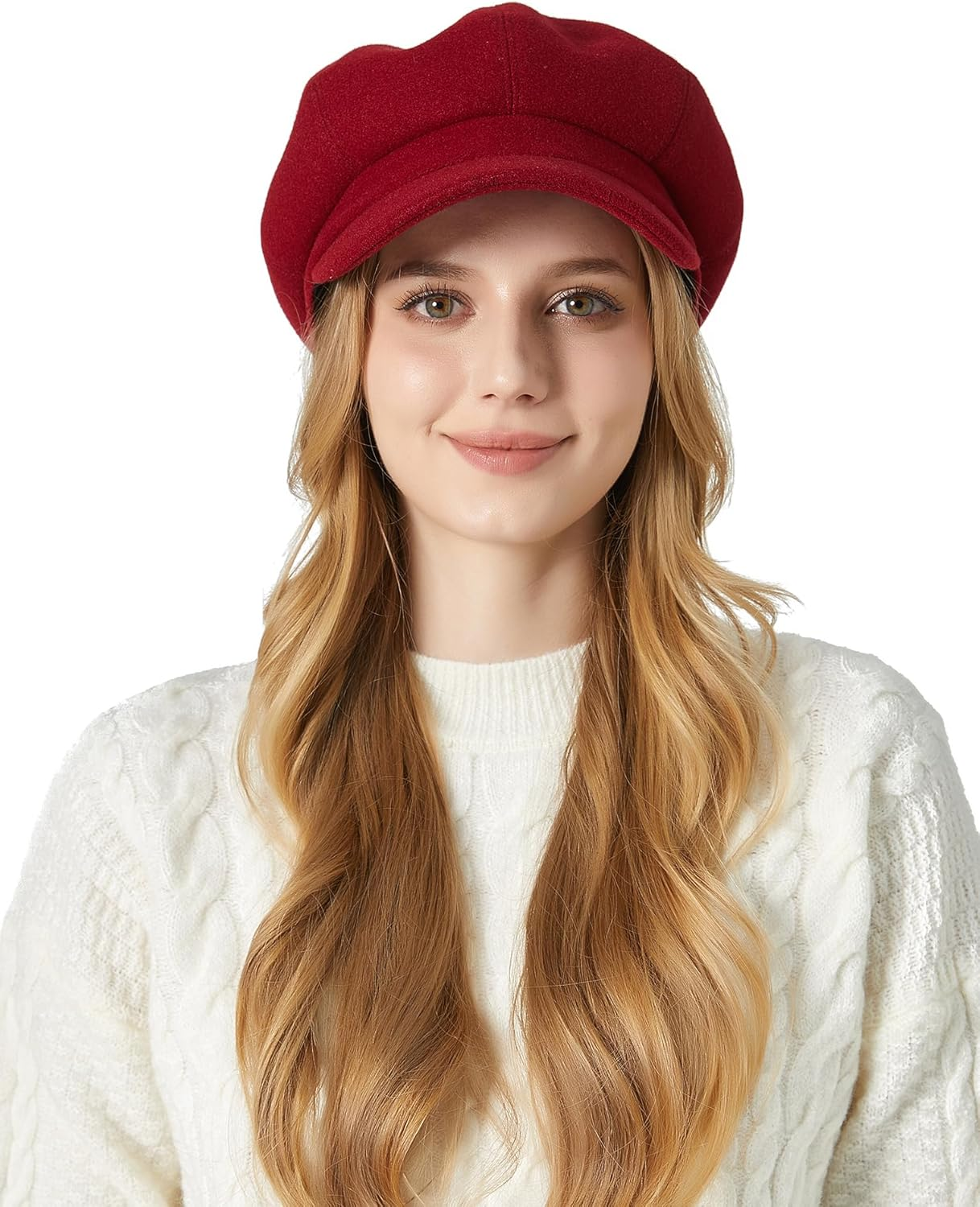 KEOYA Women Newsboy Cap Cabbie Hat Vintage Visor Beret Hat Wool Fashion 8 Panels Paperboy Cap - Grey image number 3