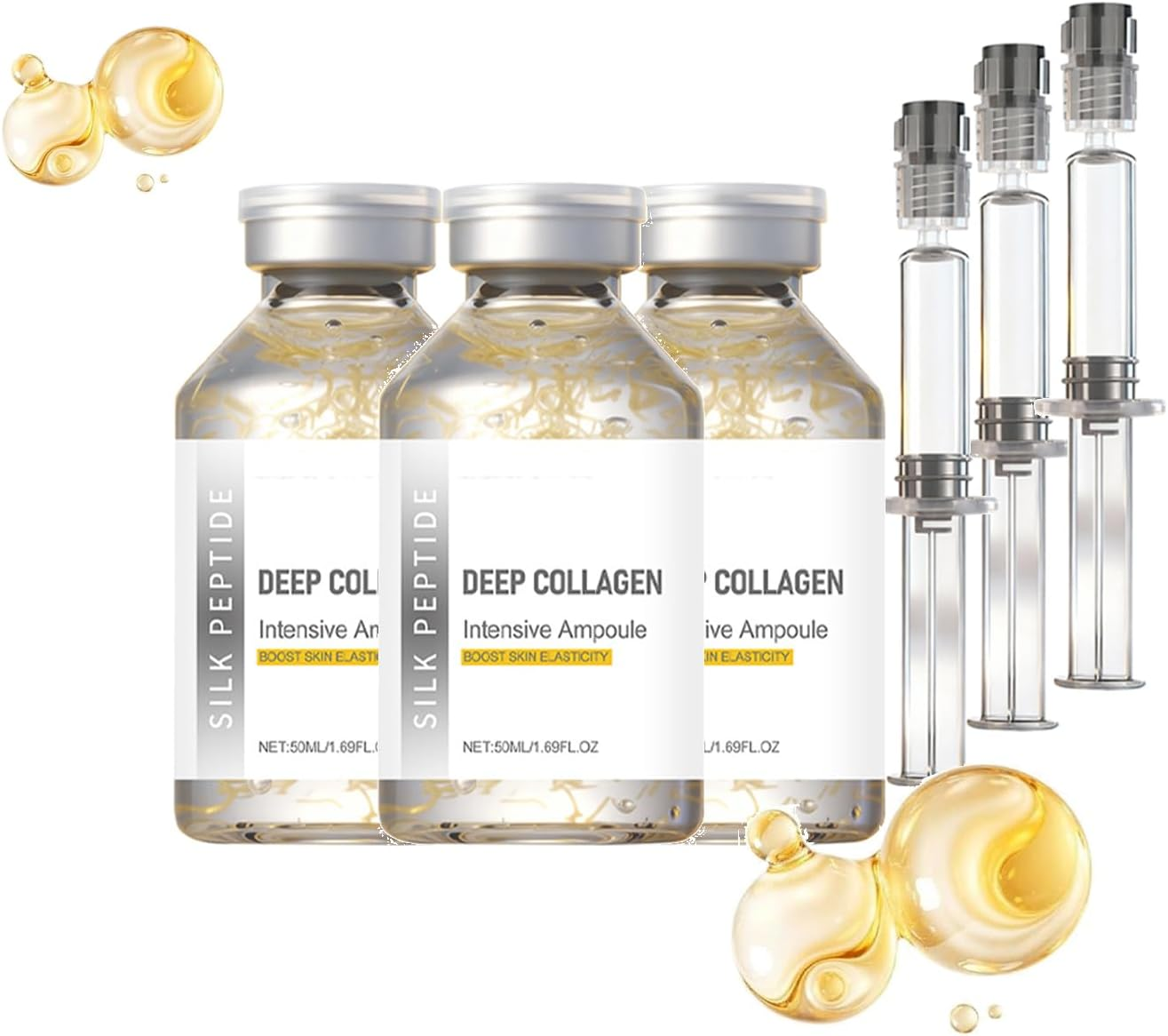 Silk Peptide Intensive Lifting Ampoule, anti Aging Face Serum, Deep Collagen Silk Peptide Intensive Lifting Ampoule Serums for Face Tightening and Lifting (2PCS)