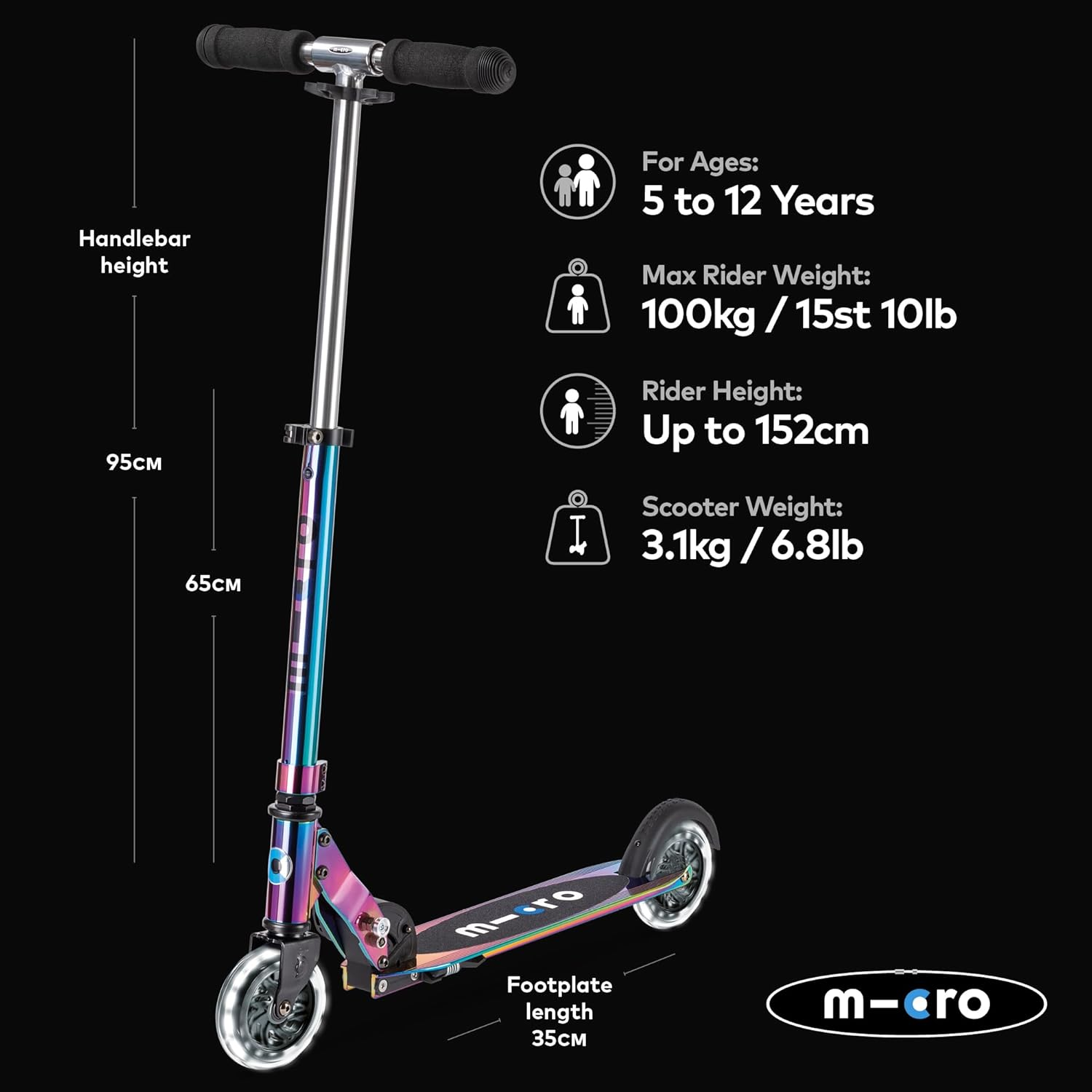 Micro Scooters Sprite Light up Kids 2 Wheel Scooter image number 2