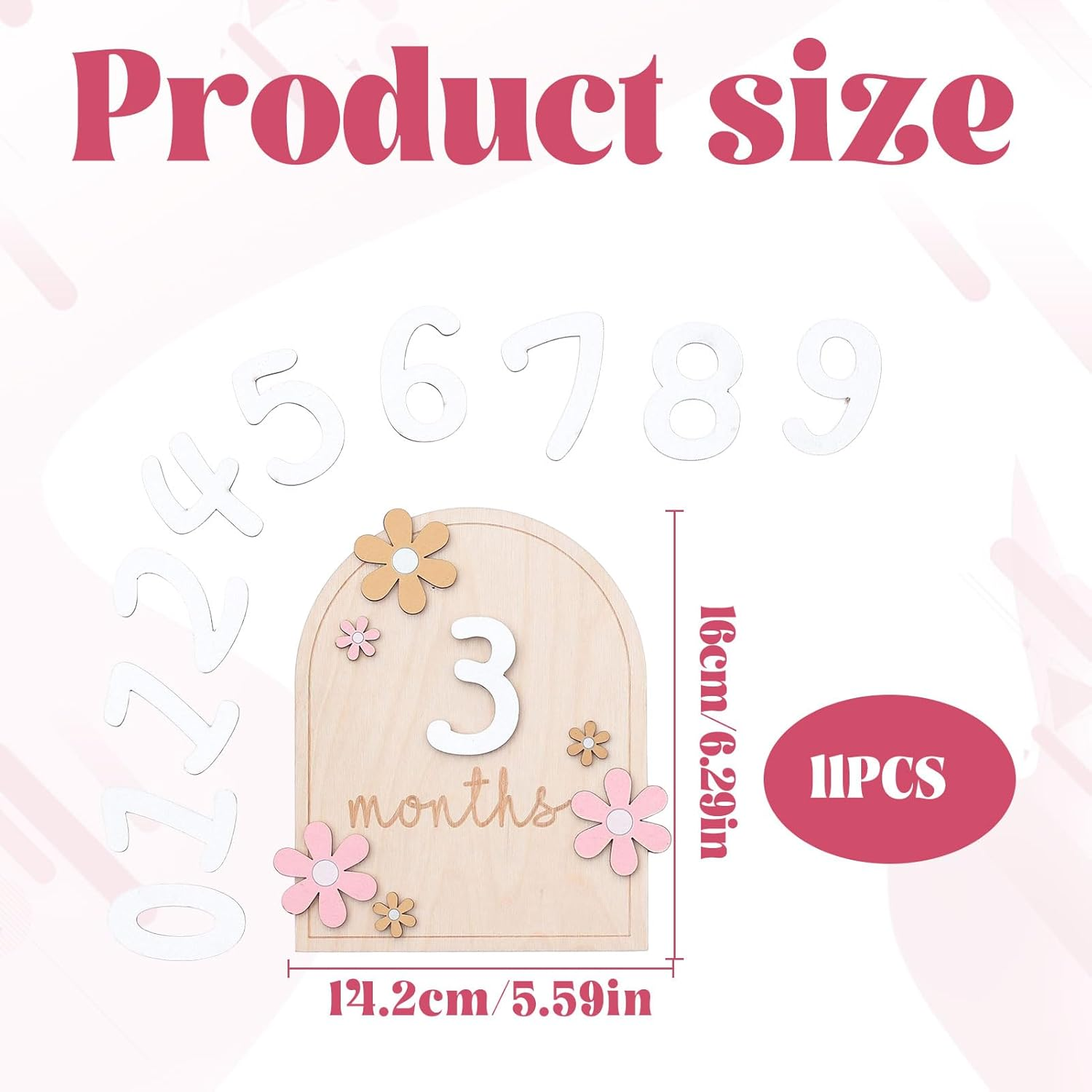 Baby Milestone Cards, Baby Announcement Plaque, Baby Monthly Milestone Cards 1-12 Month, Wooden Baby Items to Document Your Baby'S Growth, Newborn Photography Props, Baby Shower Gifts image number 5