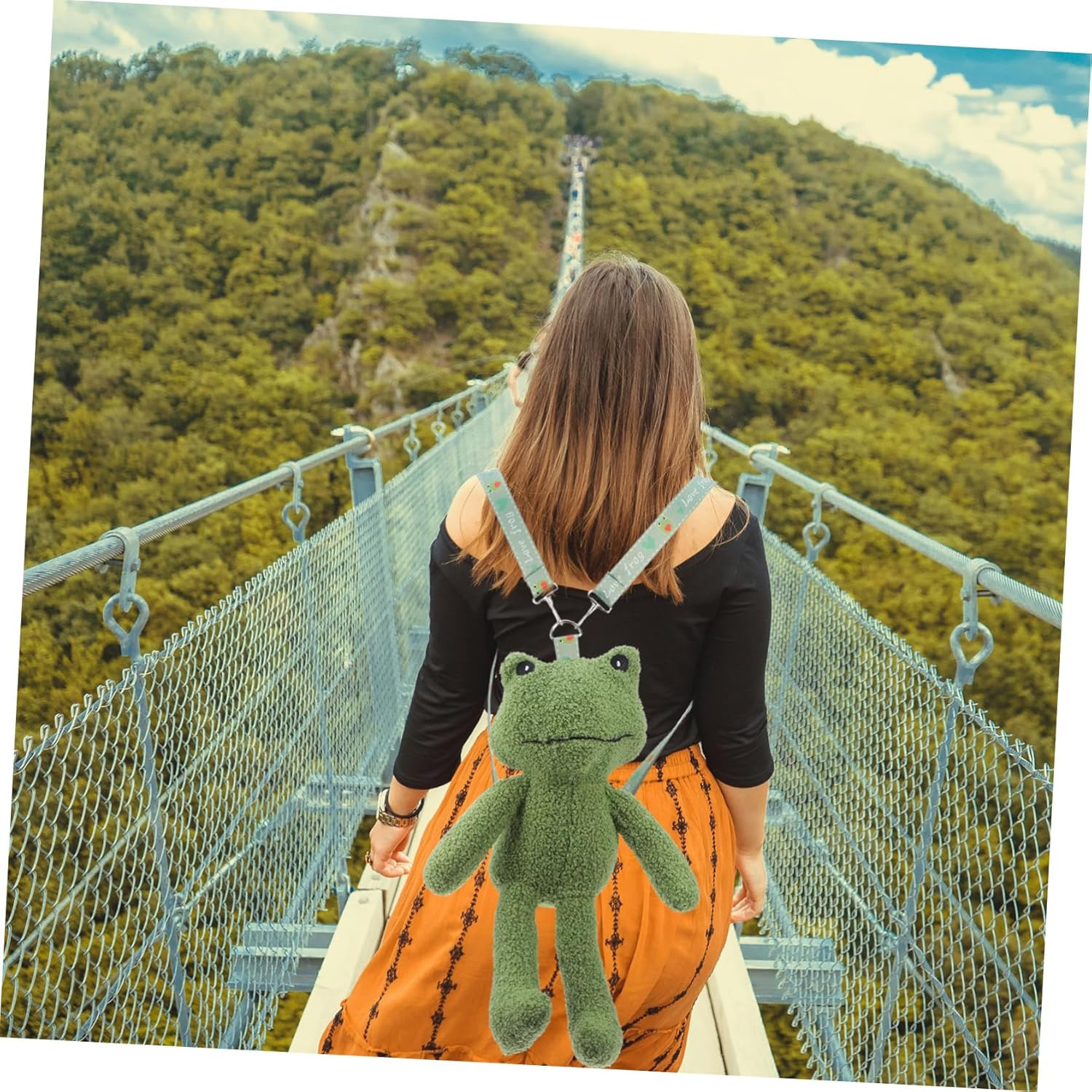 Adorable Plush Frog Backpack Bag Cute Cartoon Frog Shoulder Bag for Travel Parties Daily Use Holiday Frog Bags for Adults image number 2