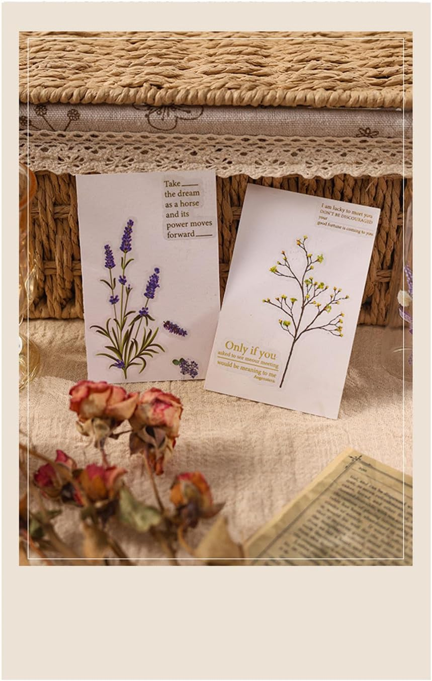 Scrapbooking Supplies Stickers (720Pcs /8Pack), Vintage Transparent Decorative Pretty Retro Floral Stickers Set, Nature Themes Stickers, for Scrapbooking Journaling DIY image number 2