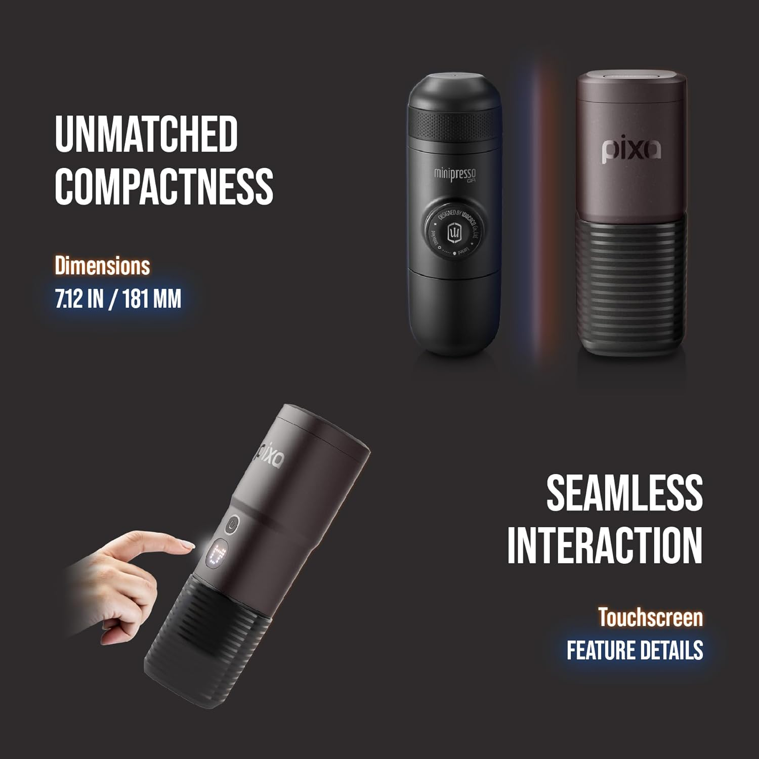 WACACO Portable Electric Coffee Maker, with 4 Types of Coffee and Fast Heating, 3 * 3000Mah Battery Portable Coffee Maker 20 Bars for Ground Coffee and NS Capsules, Touch Screen Control image number 5