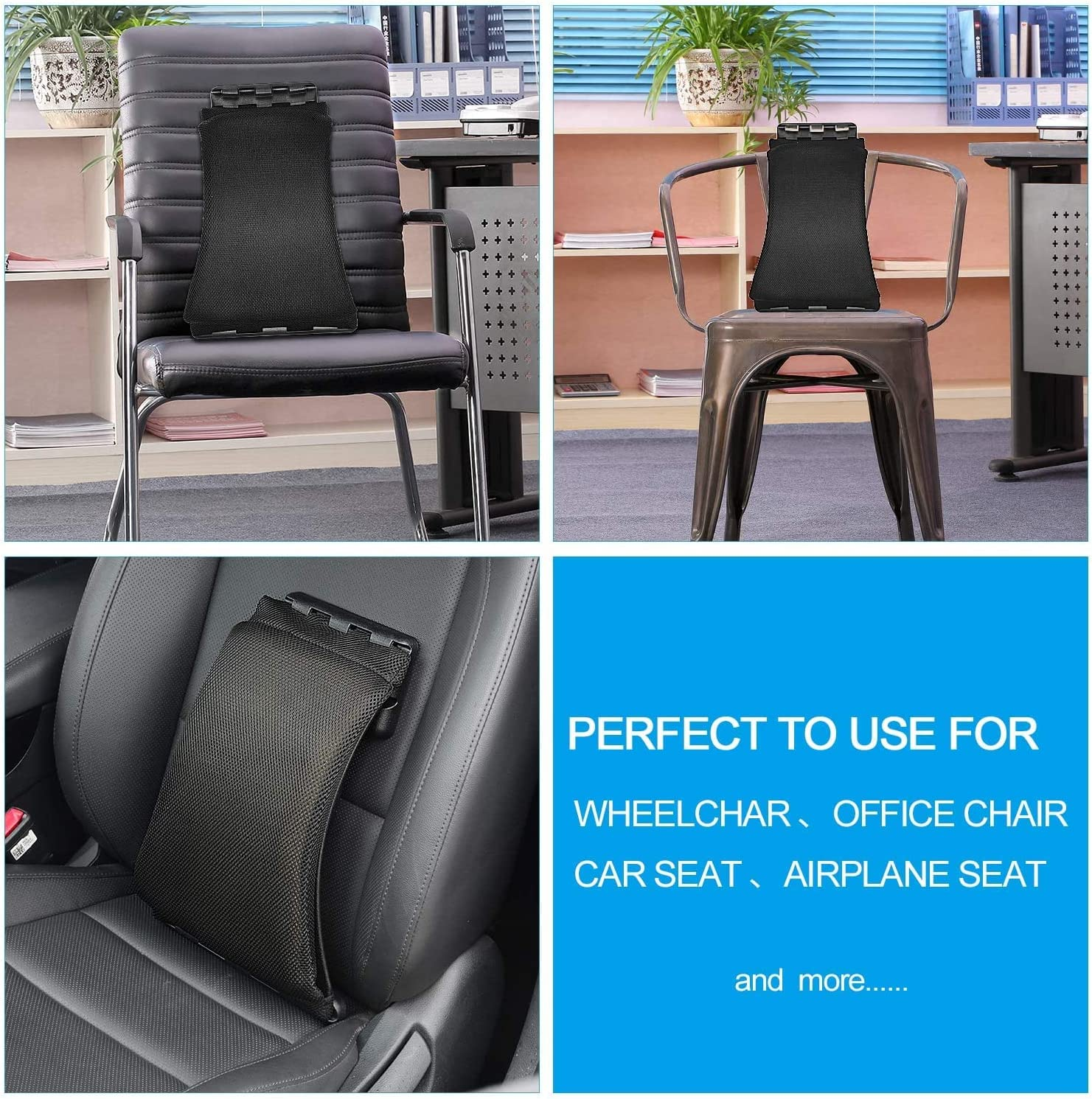 Magic Back Support - 2020 Upgrade Multifunction Back Stretching Device Massager and Memory Foam Lumbar Support Pillow for Office Chair, Lower Back Pain Relief image number 2