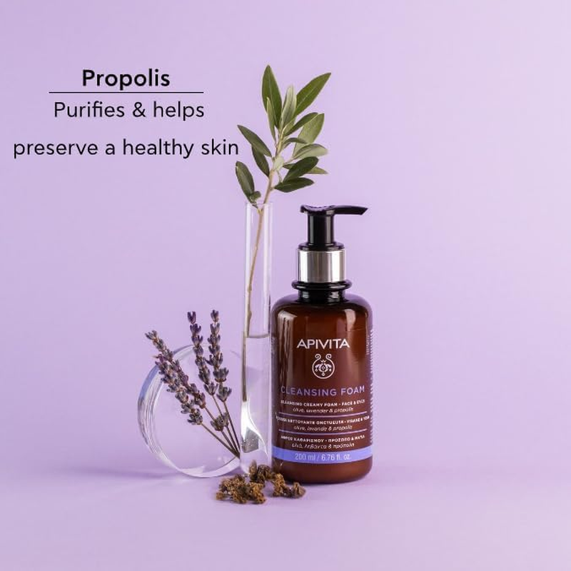 Apivita Cleansing Foam with Olive & Lavender for Face & Eyes 200Ml image number 3