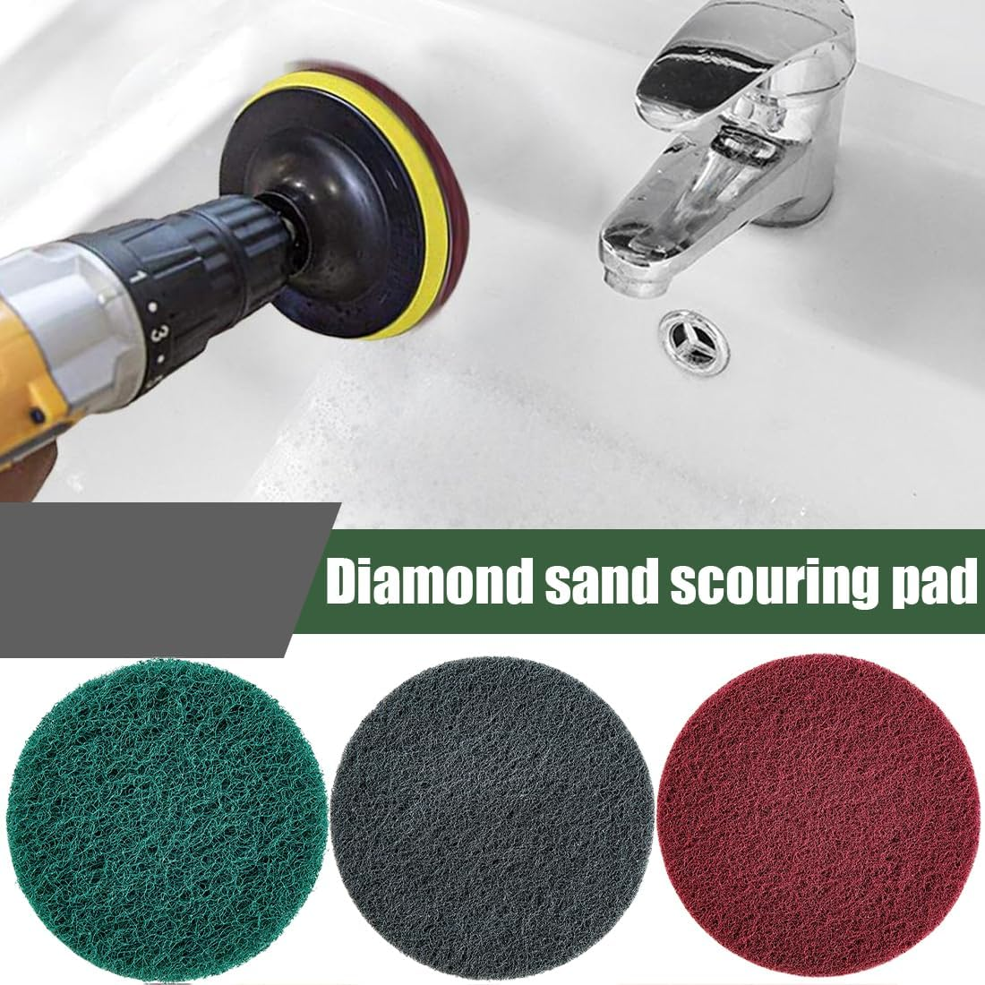 GXGM Pack of 9 Scrub Pads 4 Inch Drill Brush Kit for Power Scrubber Cleaning Brushes for Kitchen, Bathroom, Car, Polishing, Sink, Bathtub