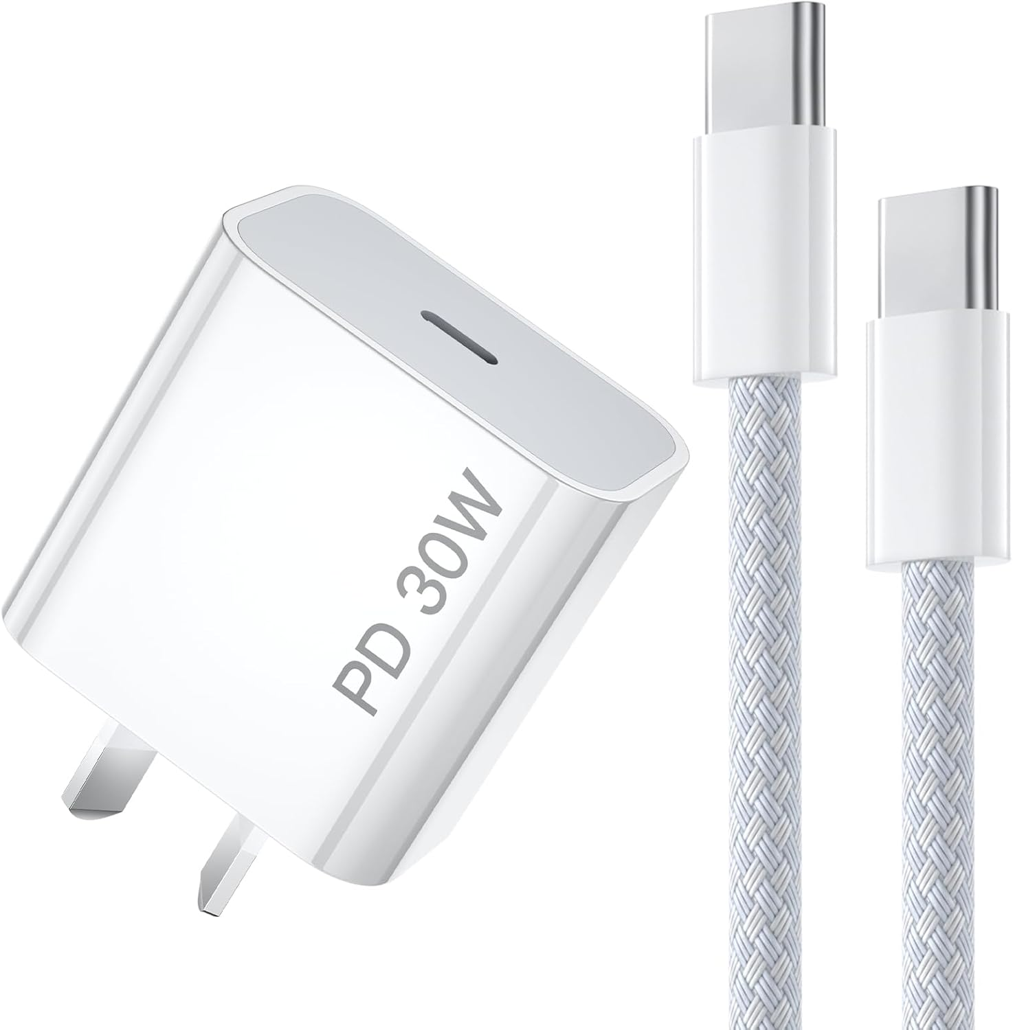 30W Iphone 16 Charger USB C Fast Charger, Type C Wall Charger Block with 2M USB C Cable Braided for Iphone 16/15 Pro Max/Ipad Pro/For Samsung S25/24 Ultra image number 3