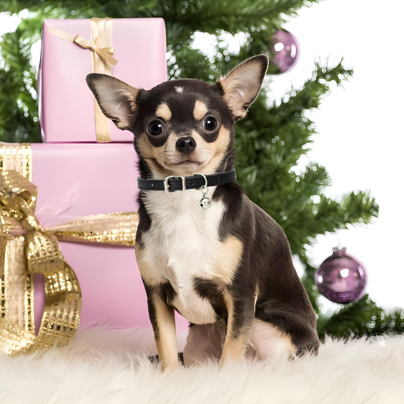 Khaki XS Dog Collar with Bell, Soft Pu Leather Kitten Dog Collars Adjustable Buckle for XXS XS Extra Small Medium Tiny Female Male Boys Girls Pets Puppy Cats Teacup Yorkie X-Small image number 3