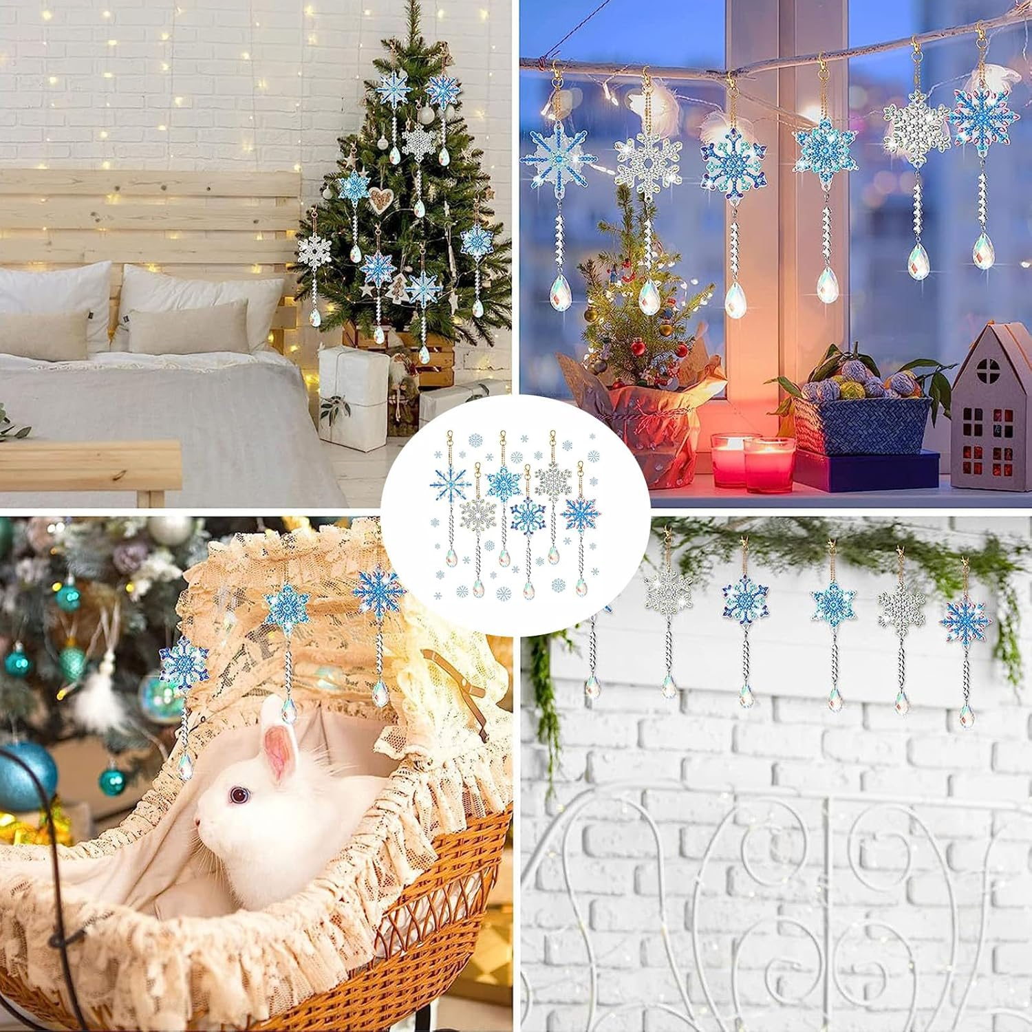 Xutong 6Pcs DIY Modern/Trendy Diamond Art Wind Chimes, Multicolored Acrylic Plastic Cardboard, Hanging, Perfect for Christmas, New Year, DIY Craft image number 4