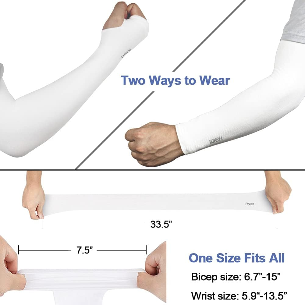 UV Protection Cooling Arm Sleeves for Men Women Youth, Beister 6/3 Pairs Long Sunblock Protective Arm Covers for Cycling,Basketball,Running,Driving,Covering Tattoos - 3 Pairs Black+White+Grey image number 5
