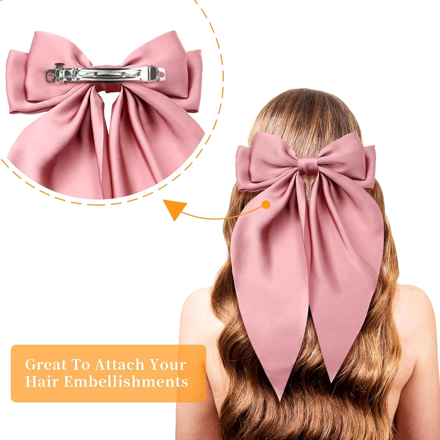 100 Pack 6 CM 2.36 Inch Blank Silver Square Rectangle Metal French Barrette Plain Base Hair Clips DIY Crafting Clips for Bows Snap Hair Clips Ponytail Holder Hairclips Hair Accessories for Women Girl image number 1