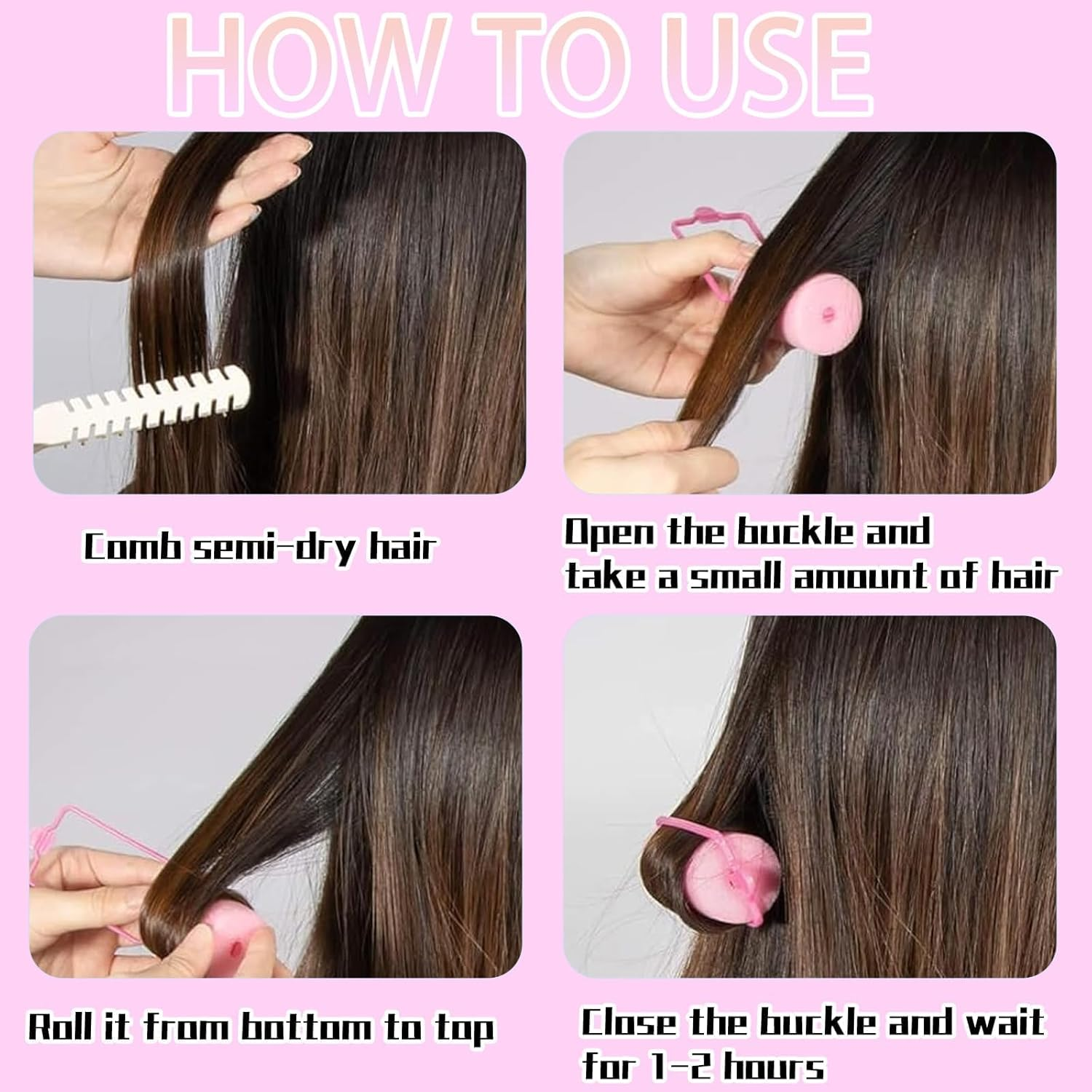 24Pcs Foam Hair Rollers, Sponge Hair Rollers Flexible Sleeping Curlers Soft Hairdressing Curlers, Curvy Wavy Hairstyle Curling Styling Tools Use for Long Short Ladies and Children image number 2