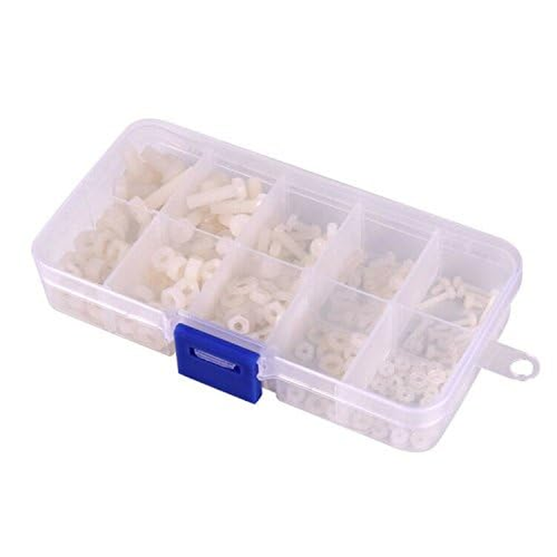 Hotusi M2 M2.5 M3 M4 M5 (Total 270Pcs) Nylon Screw/Nut/Washer Assortment Kit Come with Plastic Box image number 4