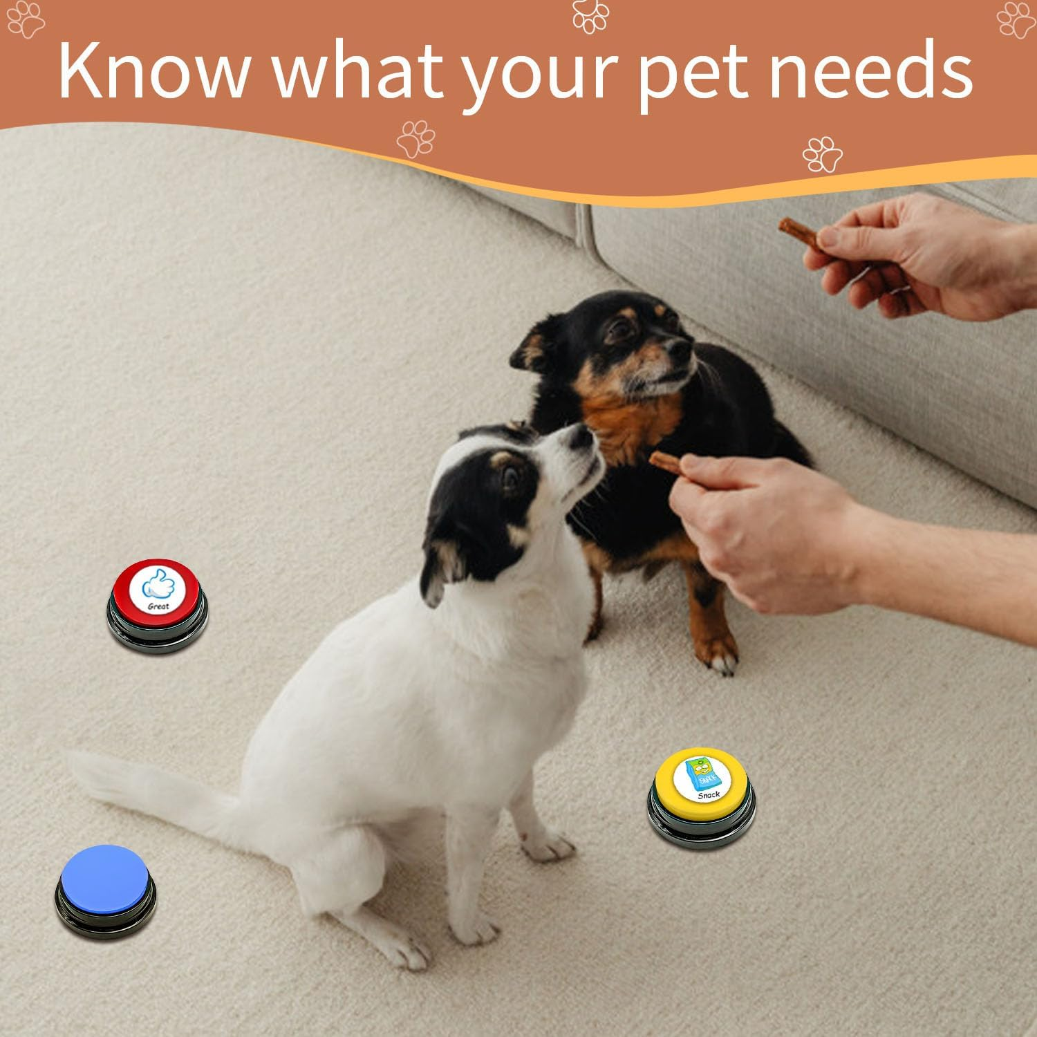 BUYVIKAY Set of 4-Colour Dog Button, Buzzer with Recording Function, Dogs, Pet Training, Dog Button for Communication, 30-Second Voice Recording Button image number 2