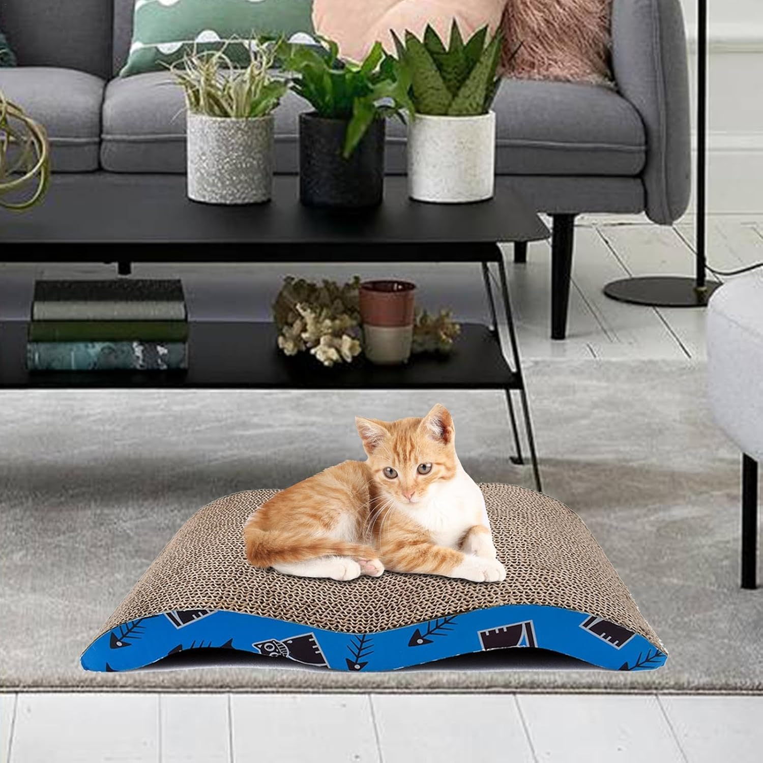 Cat Scratch Pad, Cat Scratcher Lounge Bed, Cat Scratching Board, round Cat Scratching Board, Cat Scratching Cardboard, Durable Cat Toy Ball Track for Furniture Protection, Supports Pet Behaviors image number 1