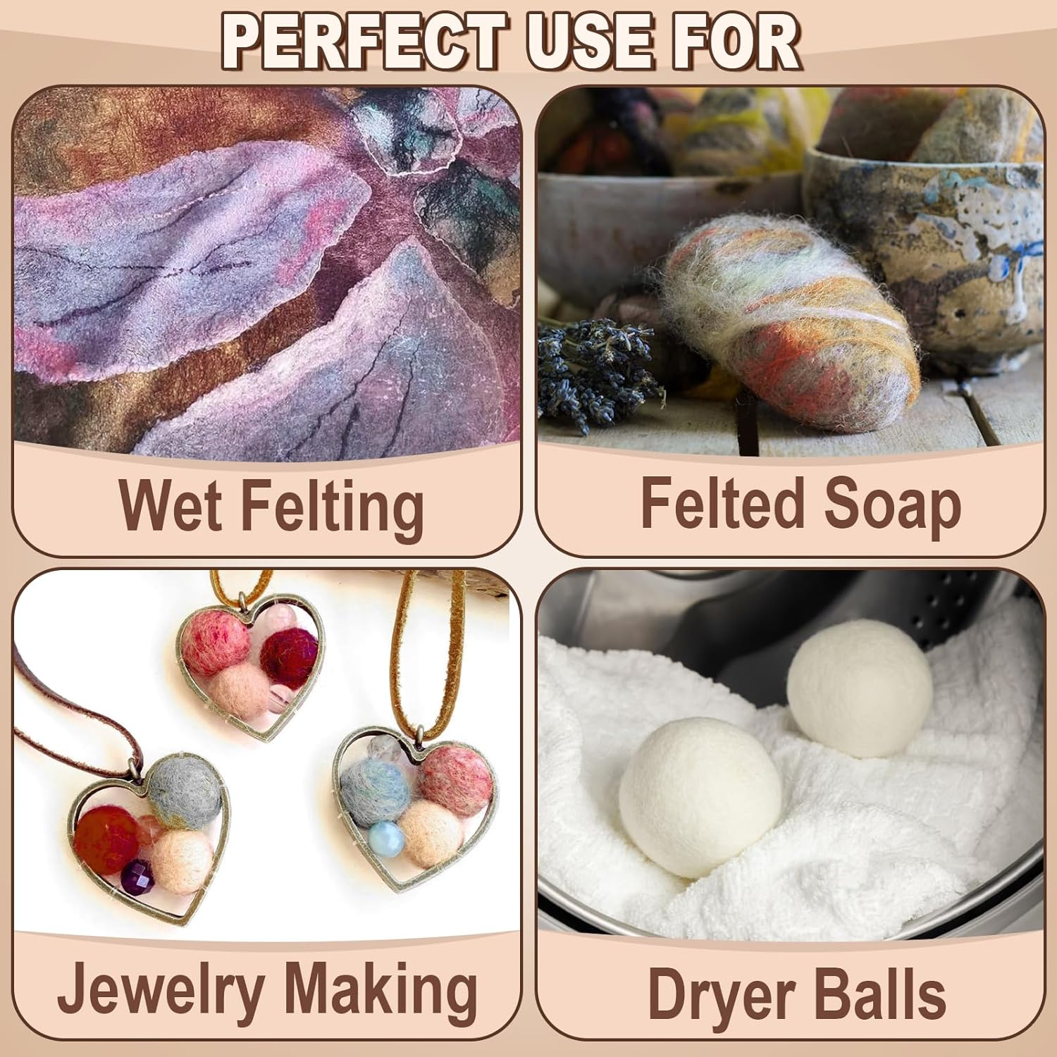 72Pcs 7.6 Oz Needle Felting Wool- 24 Dark Colors Nature Fibre Wool Yarn Roving Needle Felting Hand Spinnings for Wool Felting Yarn Supplies DIY Craft Materials, 3G/Pack image number 6