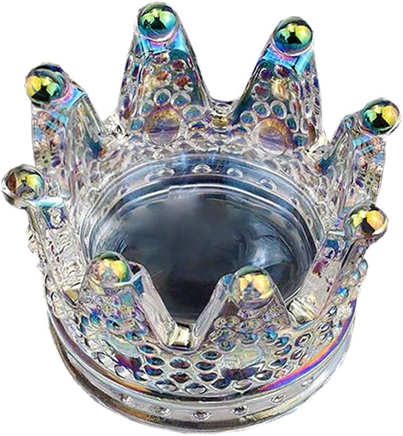 1Pc 2 in 1 Crown Shape Nail Art Dappen Dish & Nail Pen Holder, Glass Nail Art Acrylic Liquid Powder Dapping Dish Crystal Cup Bowl Glassware Tool for Nail Art, Clear