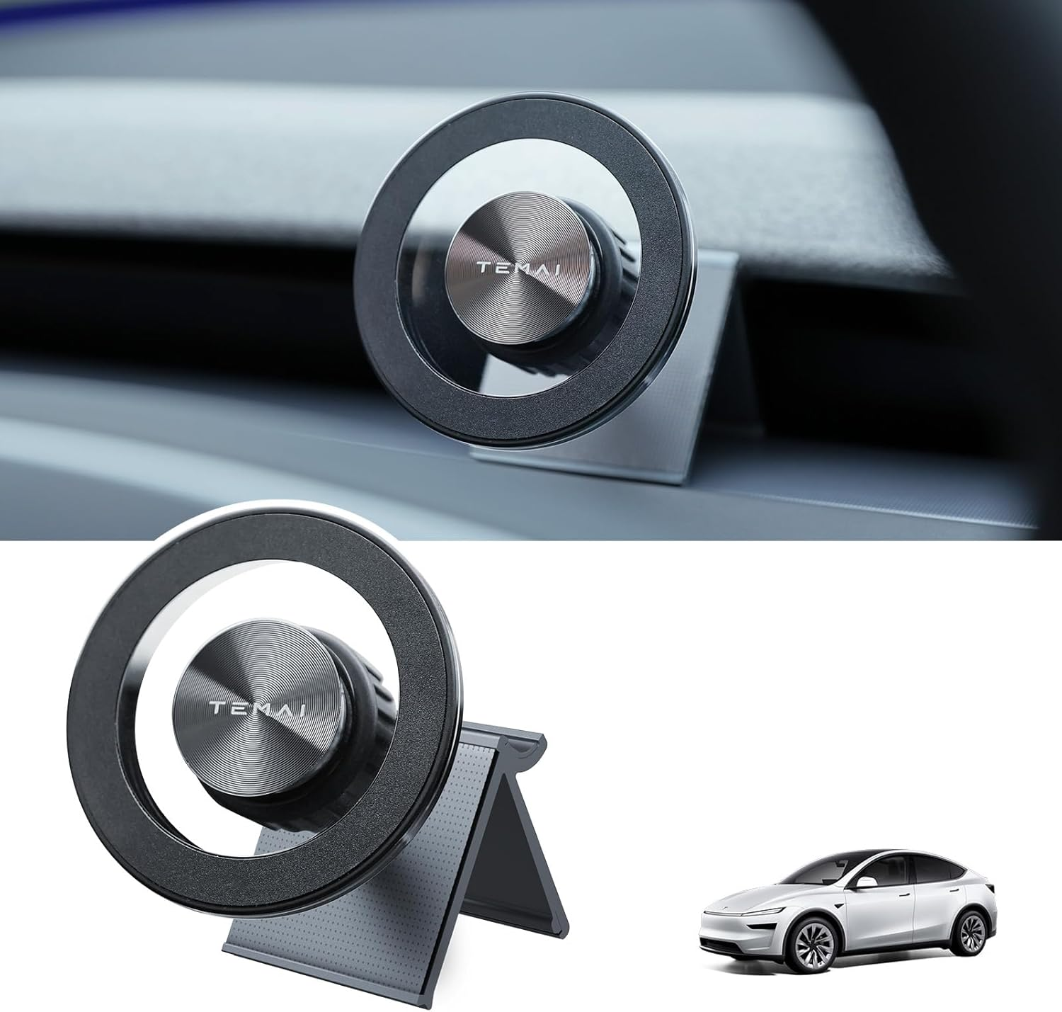 Magnetic Phone Mount for Tesla Model Y Juniper and Model 3 Highland, Driver-Side Vent Fixed Holder, Strong Magnetic Iphone Mount with 360&deg; Rotation, One-Handed Operation, No Airflow Block