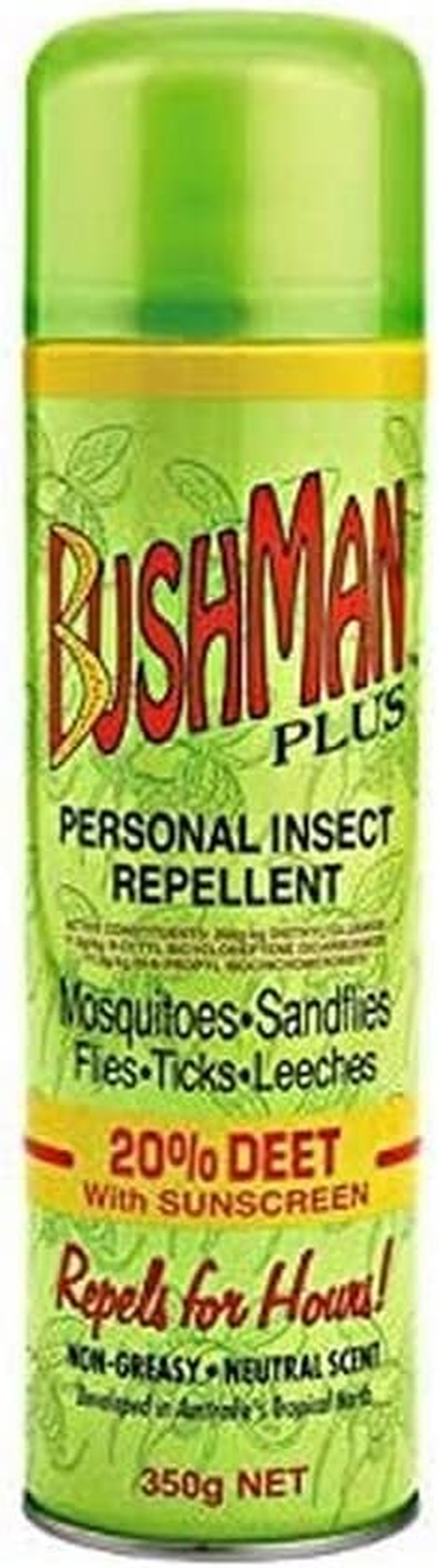 Bushman plus 20% Deet with Sunscreen Aerosol 350 G, 350 Grams