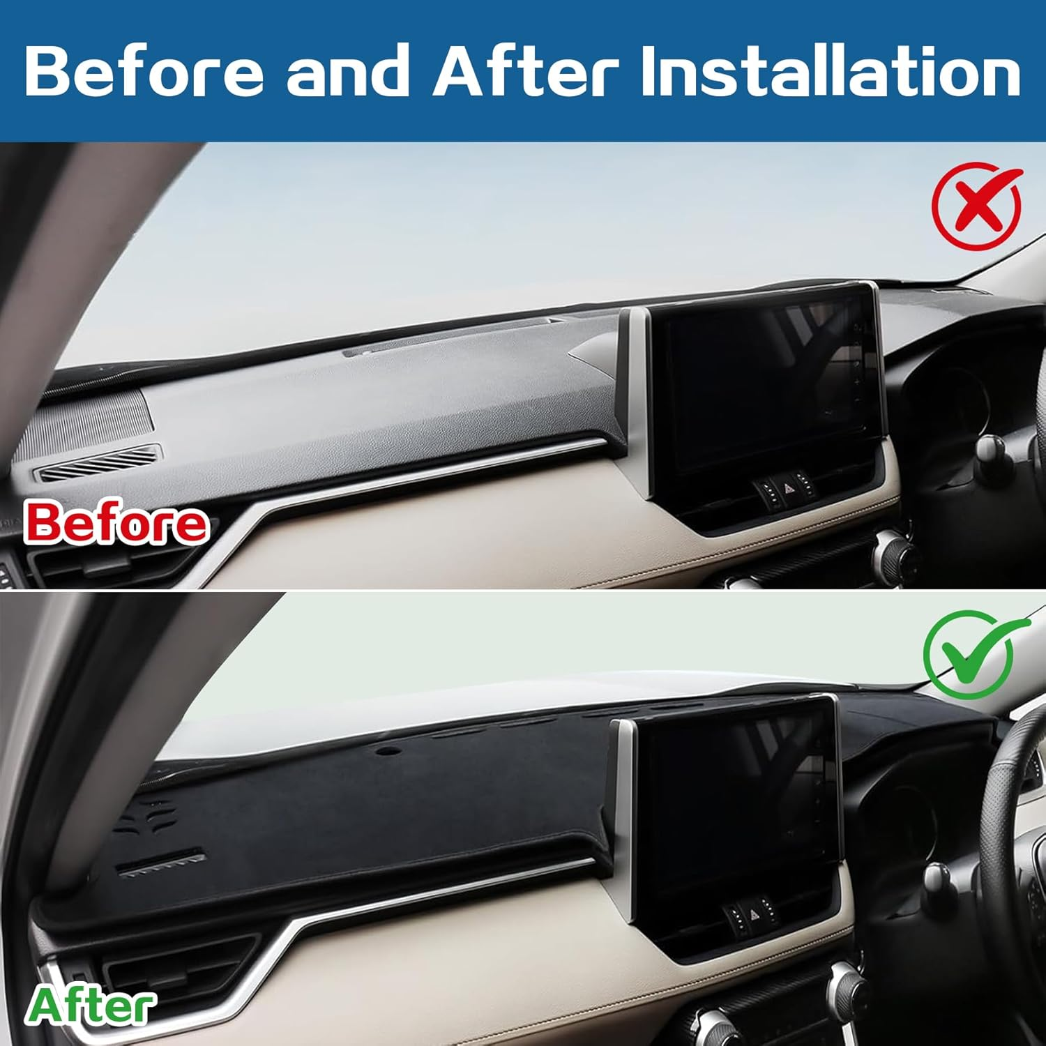 Car Dash Mat Dashboard Cover for Toyota Rav4 2025-2019 Non-Slip Suede Dash Pad Sunshield Windshield Glare Protector for for Toyota RAV4 Interior Accessories image number 4