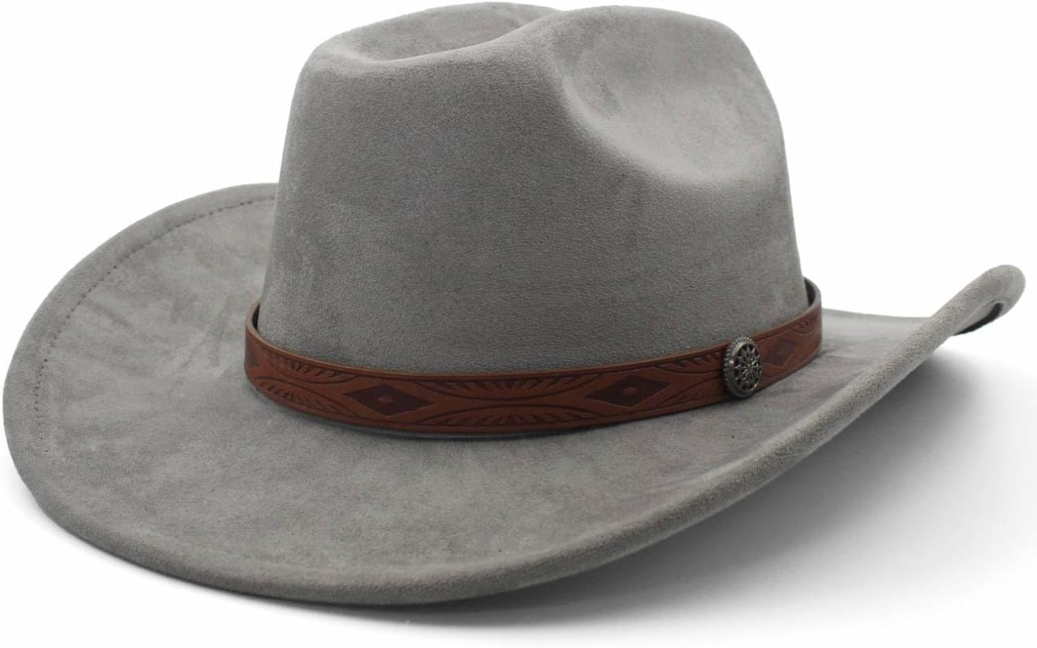 LIDHAY Cowboy Hat for Women Men Wide Brim Cowboy Cowgirl Hats Western Suede Cattleman Cowboy Hats