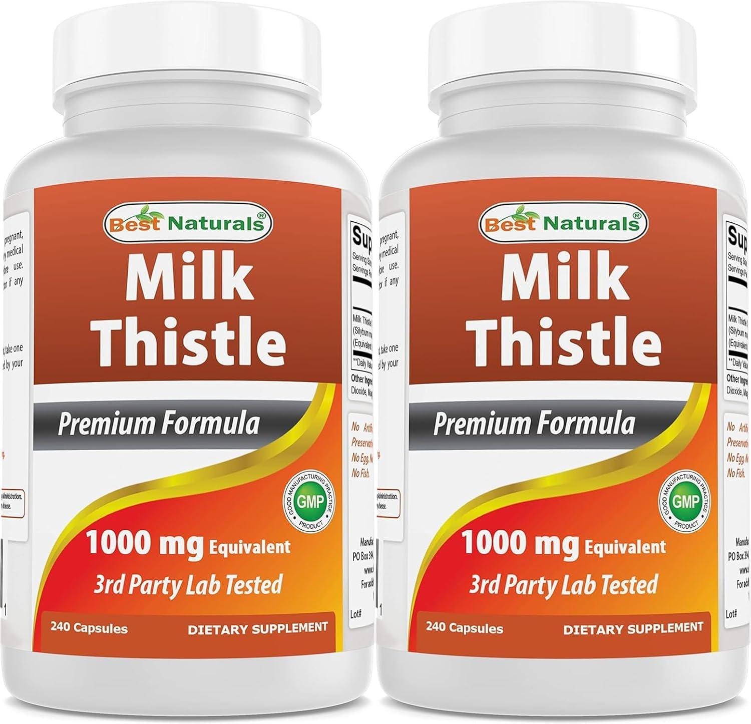 Best Naturals Milk Thistle Extract 1000Mg Equivalent - 240 Capsules - Non-Gmo & Gluten Free (240 Count (Pack of 2)) image number 1