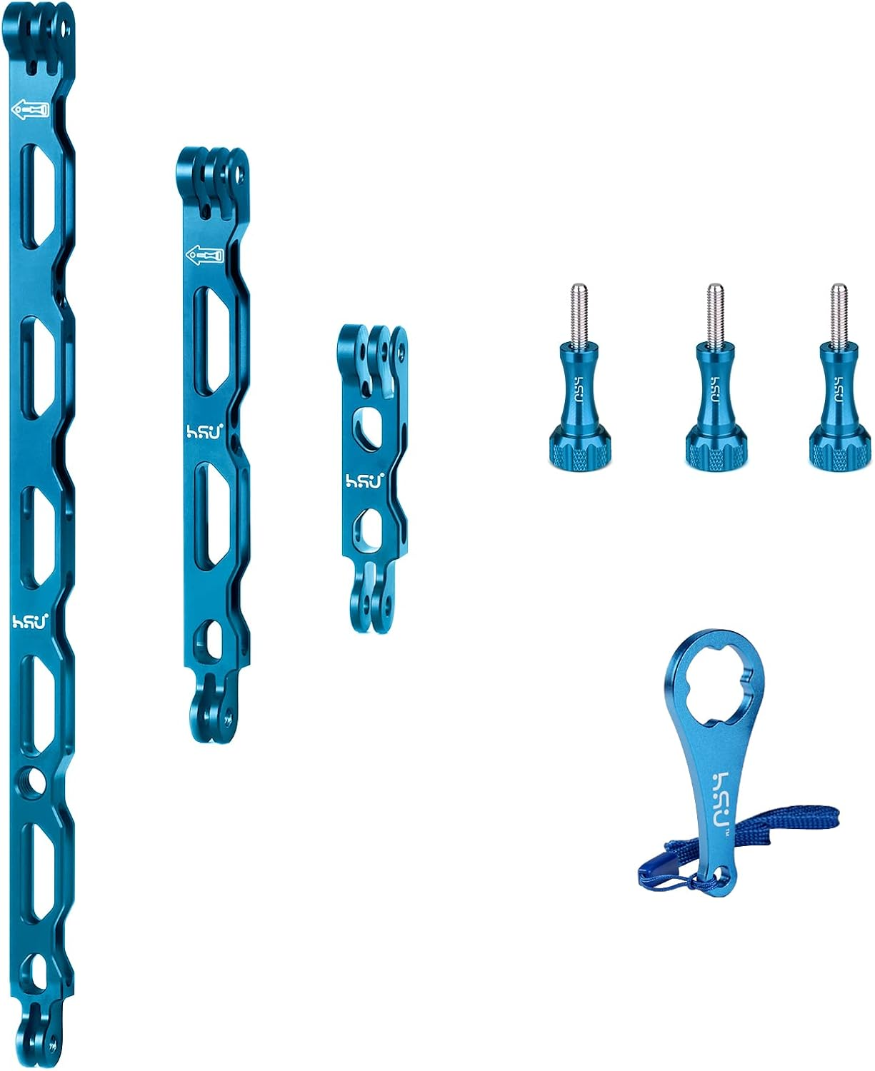 HSU (7 Pcs) All Aluminum Alloy Extension Arm Kit Metal Pole Mount Helmet Stick Extension Arm Mount for Gopro Hero 13/12/11/10/9/8/7/6/5 Black, DJI Osmo Action and More (11.8&rdquo;/6.5&rdquo;/3.3&rdquo;) (Black)