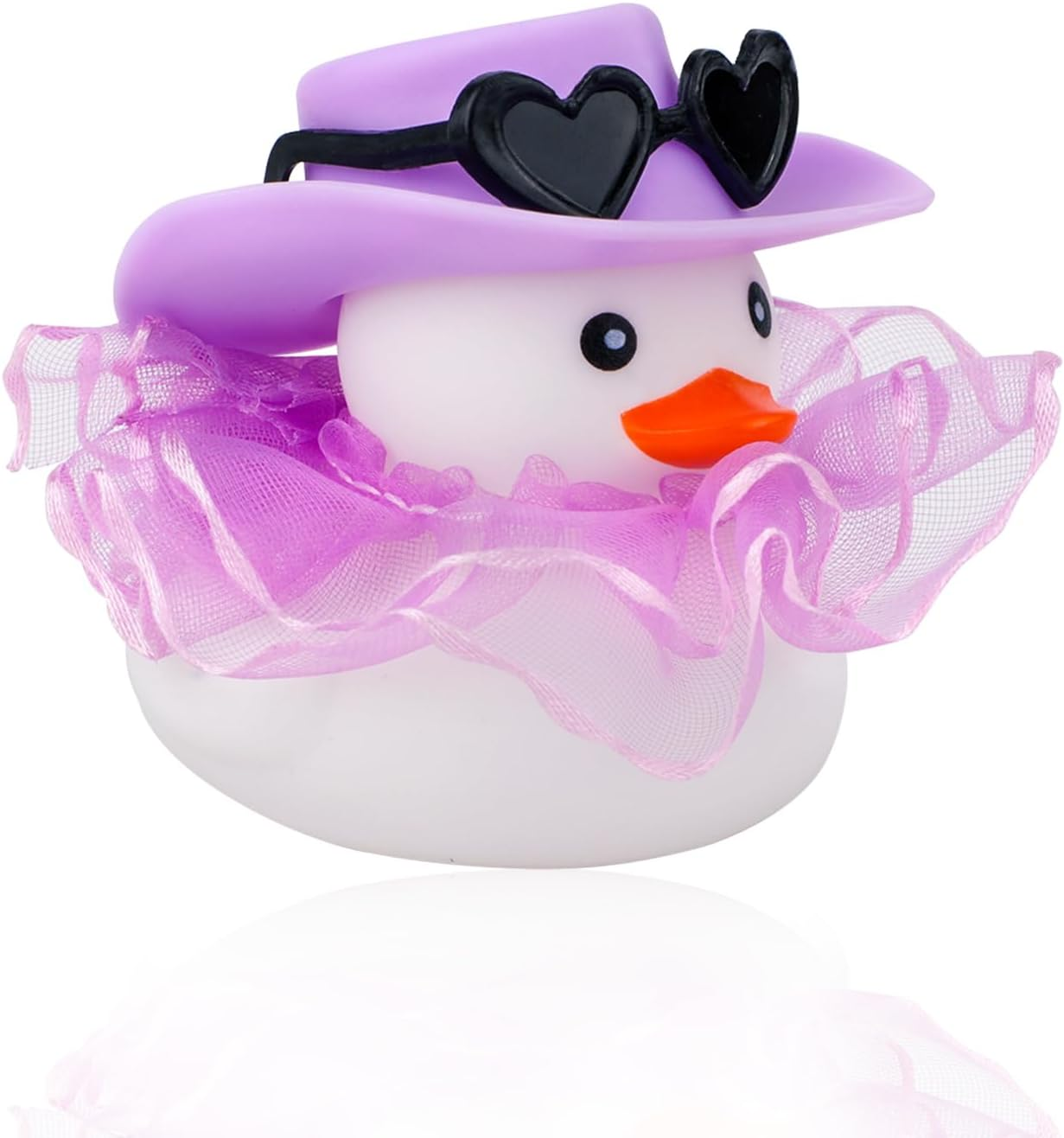 XIHIRCD Car Ducks for Dashboard, Cute Car Rubber Duck Ornament Purple Duck Decoration Accessories with Glasses Hat Skirt for Car Table Refrigerator Decoration image number 4