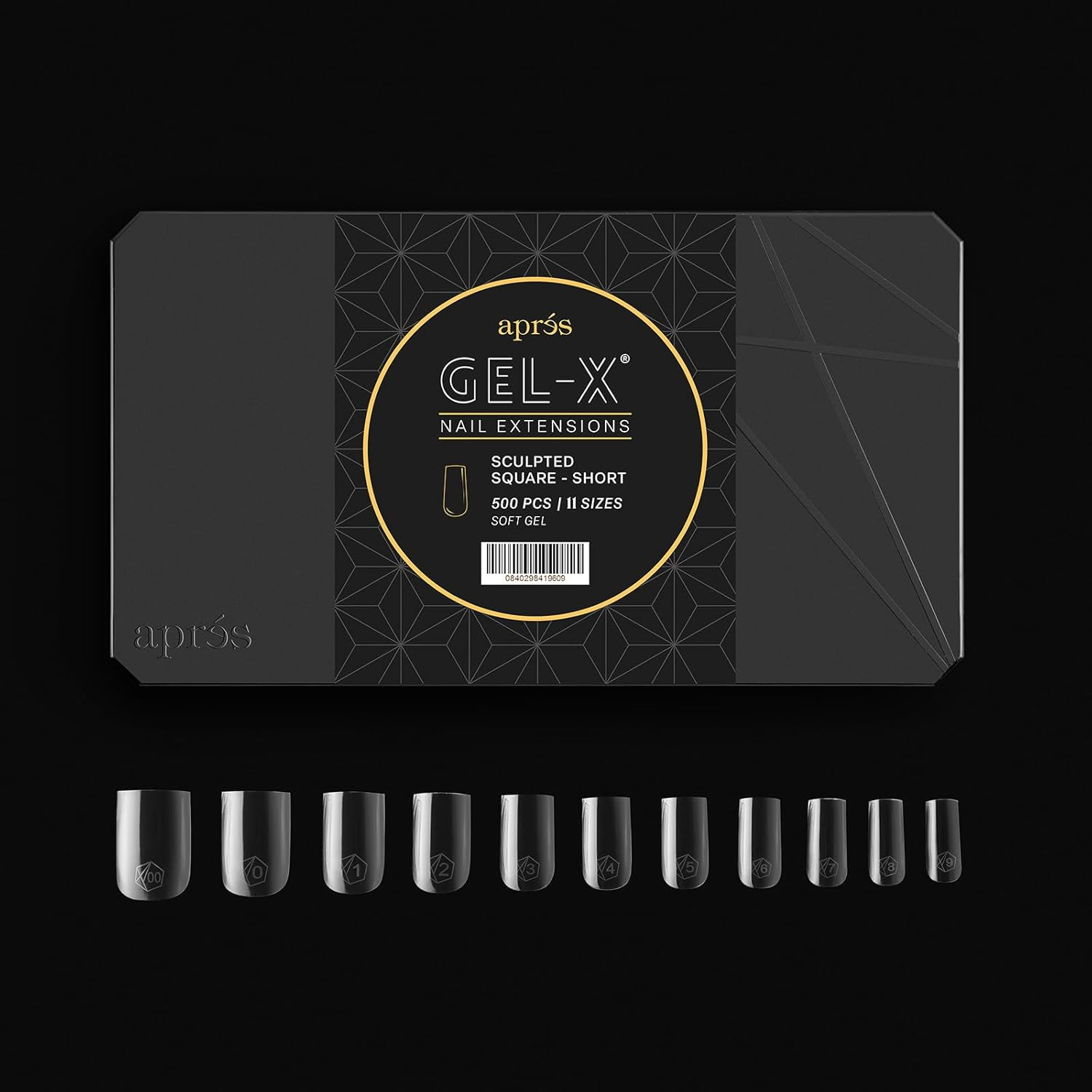 Apr&eacute;s Gel-X&reg; Sculpted Square Short Tip Box | 500Pc Gel-X Tips, 11 Sizes 00-9, Premium Quality image number 4