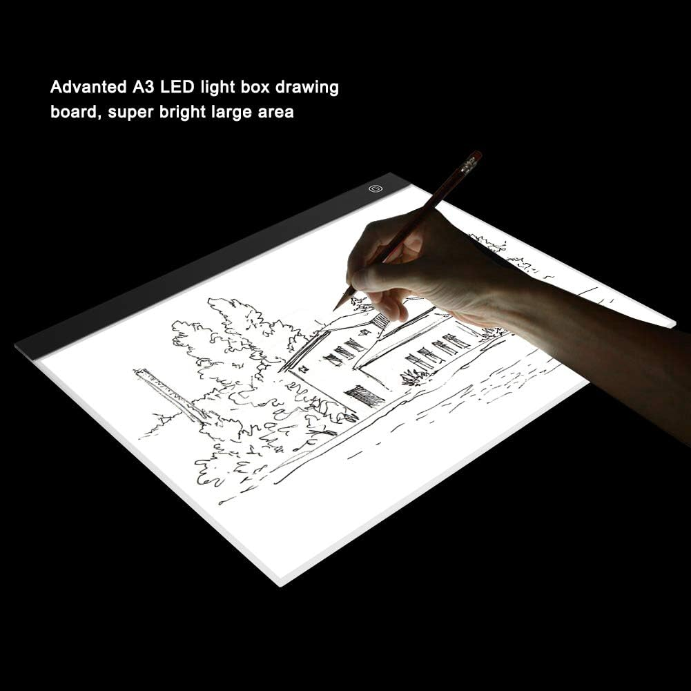 A3 LED Light Box Drawing Board, A3 LED Copying Board Ntelligent Brightness Memory Function Transparent Acrylic Panel for Template Scrapbook for Sketch Drawing image number 4