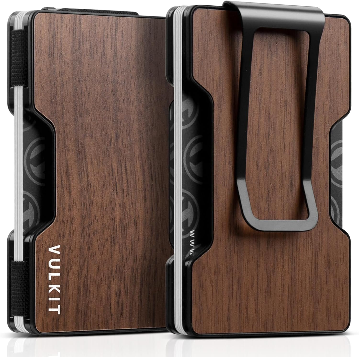 VULKIT Men'S Metal Wallet with Money Clip Slim Credit Card Holder, Minimalist Business Card Case Front Pocket Wallet for Men(Space-Grey)