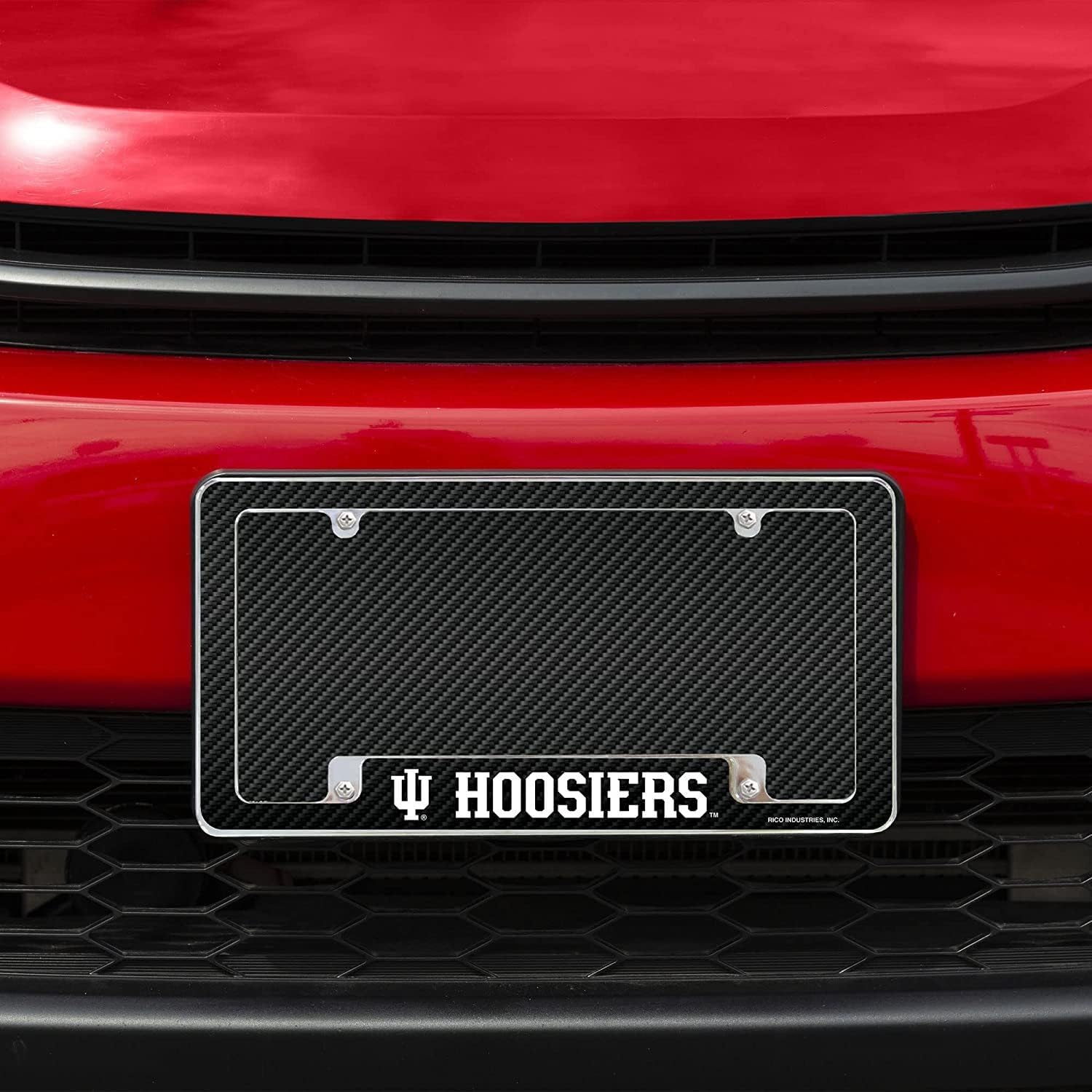 Rico Industries NCAA Indiana Hoosiers Black 12" X 6" Chrome All over Automotive License Plate Frame for Car/Truck/Suv