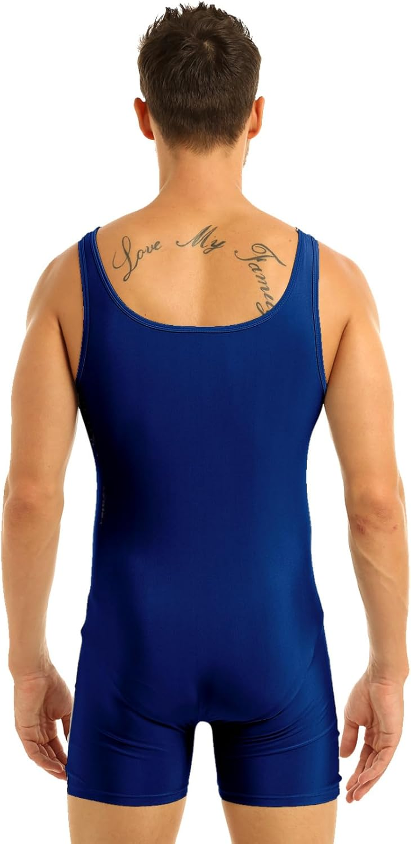 Miutii Mens Sleeveless Stretchy One Piece Bodysuit Dancewear Leotard Solid Gymnastics Bodysuit Sport Gym image number 6