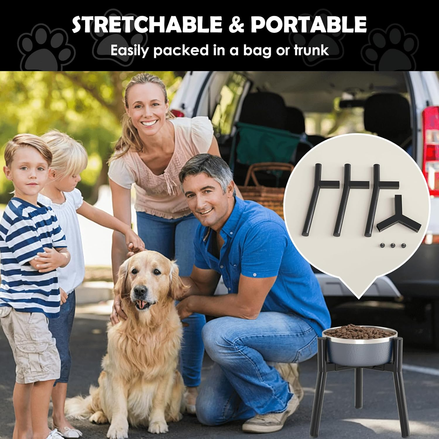 SHAINFUN Dog Bowl Stand for Large Dogs, Adjustable Width Tall Elevated Dog Bowls for 7-10.6" Bowls, Dog Food Water Stand Feeder, Metal Single Raised Dog Bowl Holder,11" Tall(Bowl Not Included) image number 6