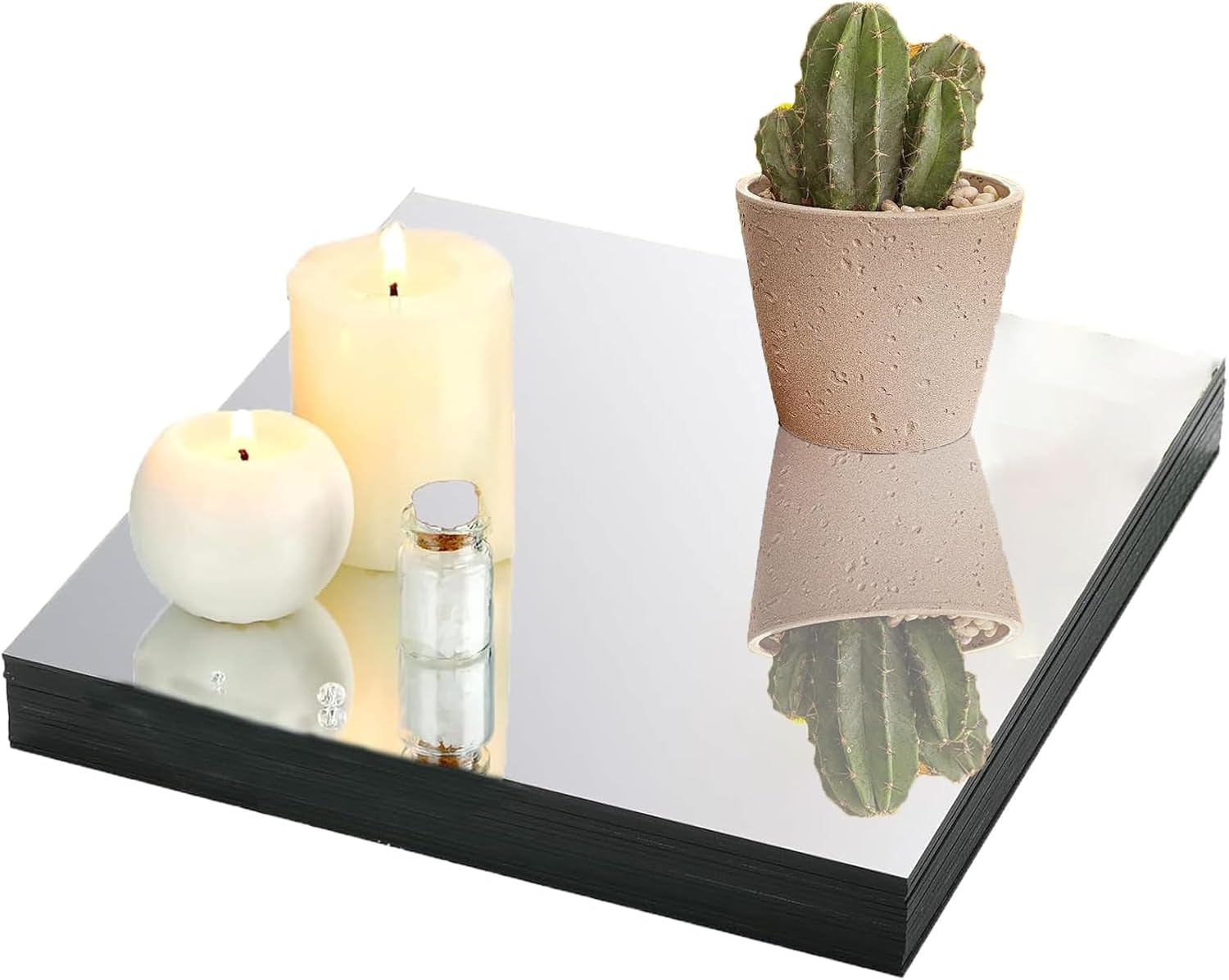 4 Pack Mirror Wall Full Length, 12X14 Inch Acrylic Mirror, Wall Mirror Full Length for Bedroom, Home Gym, Door, or Dorm, Full Body Mirror Tiles, Mirror Stickers for Walls,Mirror Sheets(Thickness 2 Mm) image number 4