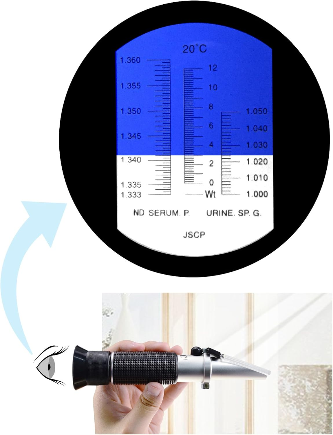 Clinical Refractometer with ATC, Tri Scale Serum Protein/Urine Specific Gravity/Refractive Index, for Veterinary Dog Cat Pet image number 5