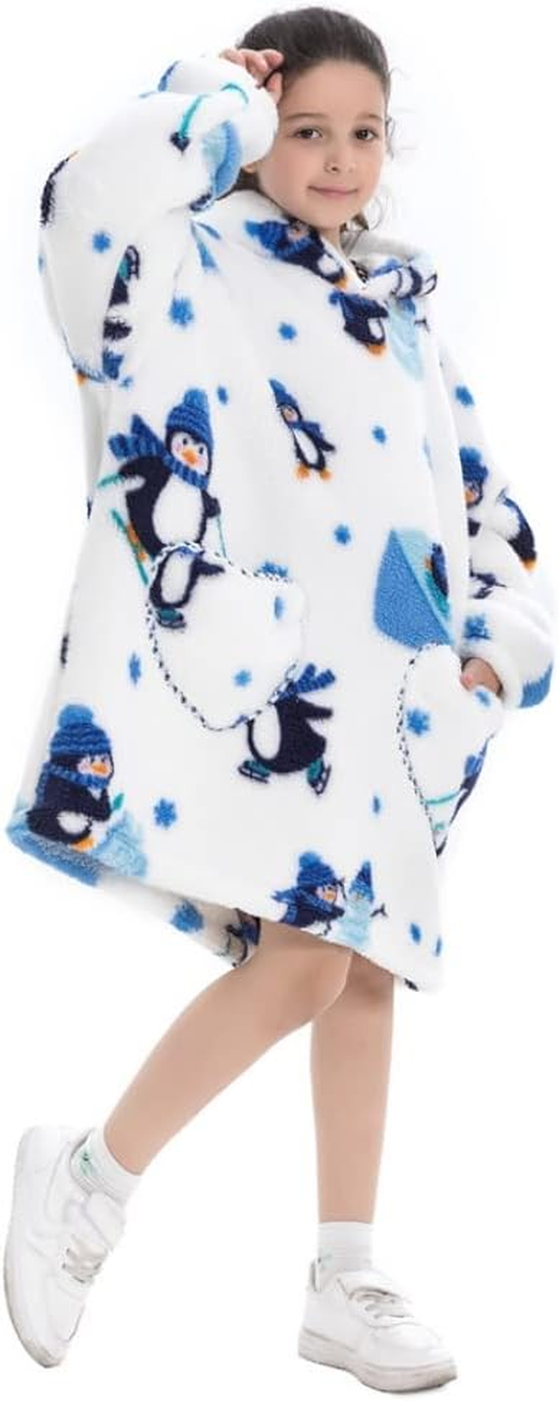 Costume Bay Oversized Wearable Blanket Hooded Fleece Hoodie Comfy Giant Warm Sweatshirt Ultra Plush with Front Pockets - Bear image number 4