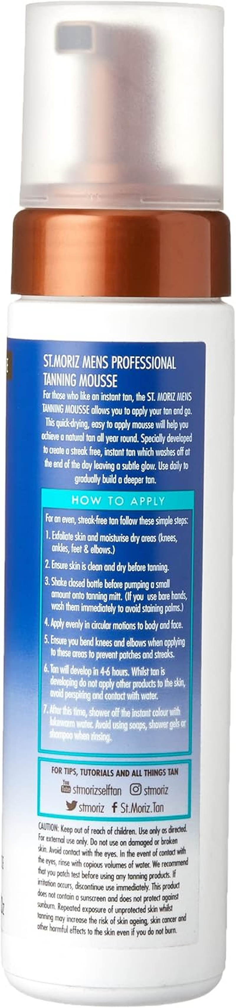 St. Moriz Mens Streak Free Self Fake Tan Tanning Mousse 200 Ml image number 1