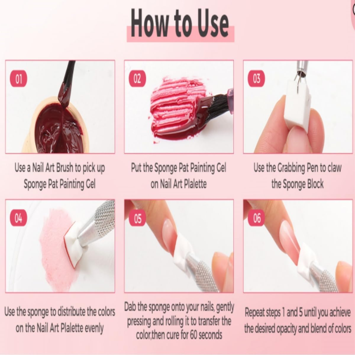 Gewaha 100 PCS Nail Sponges for Ombre Nail Art Supplies Brushes Design Tools Nail Tech Must Haves Accessories with 1 PCS Grab Pen for Salon image number 6