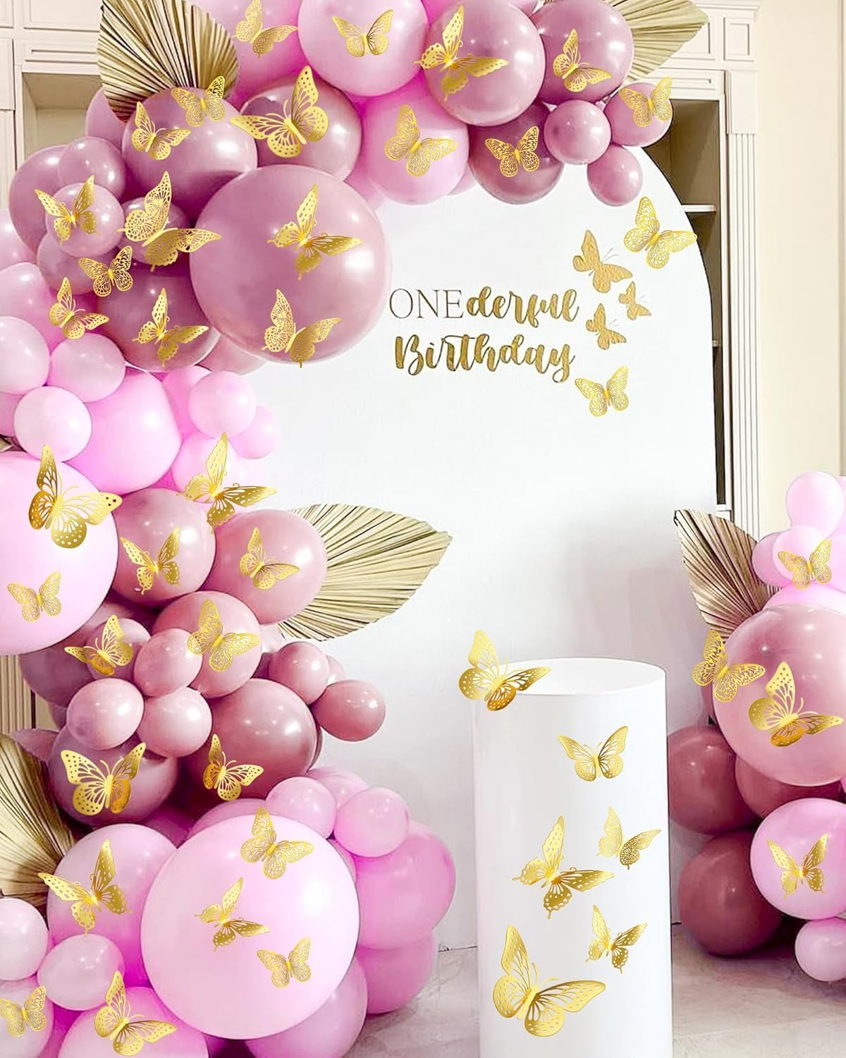 WADY 48 Pcs Butterfly Decorations 4 Styles 3 Sizes, 3D Butterfly Wall Decor Gold Party Decorations, Removable Stickers (Gold) image number 4