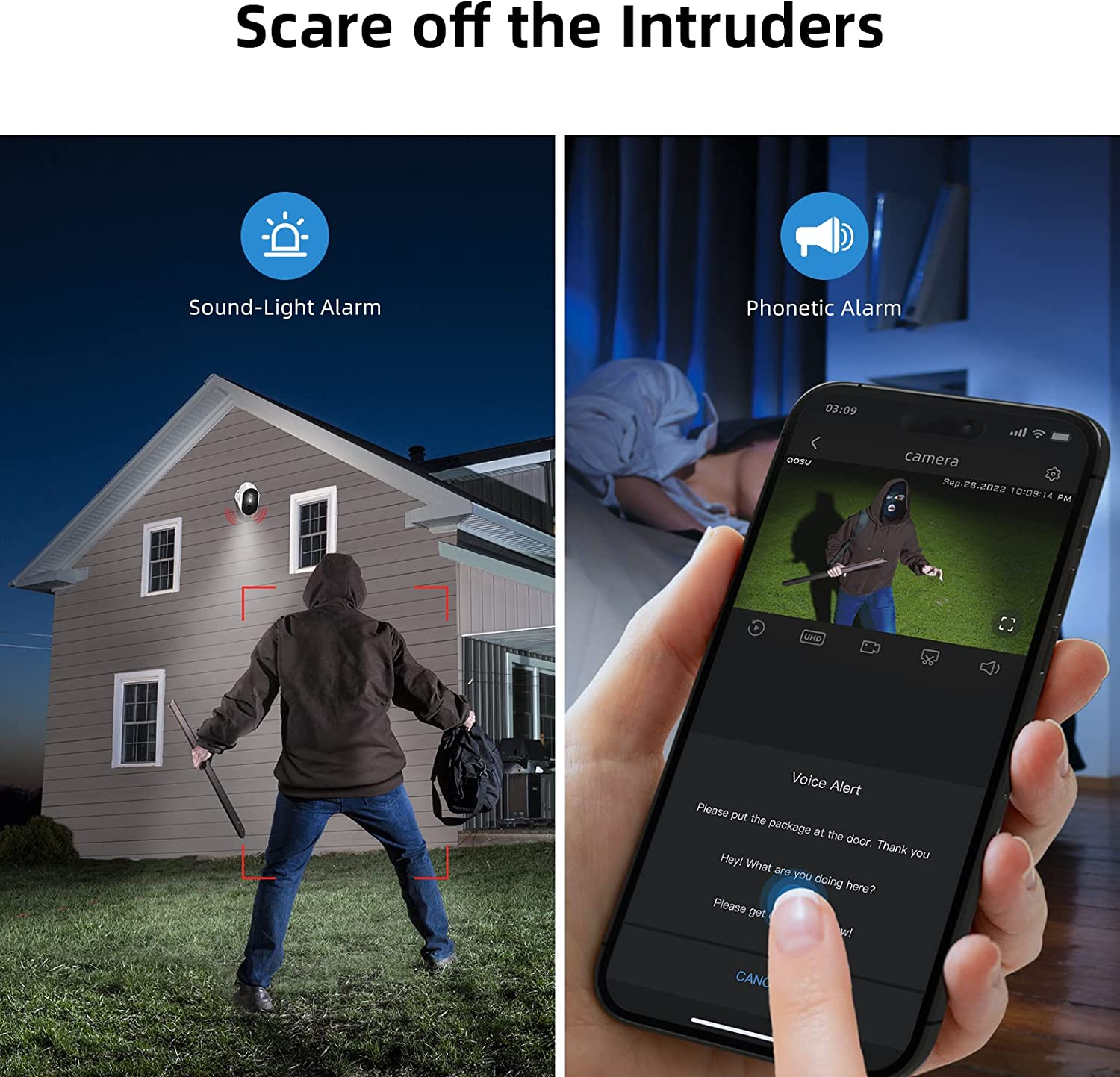 AOSU 2K Security Cameras Wireless Outdoor, Battery Powered for Home Security Cameras with PIR Human Motion Detection, Full-Color Night Vision, Spotlight & Siren, 2-Way Audio, 2.4Ghz Wifi, Waterproof image number 3