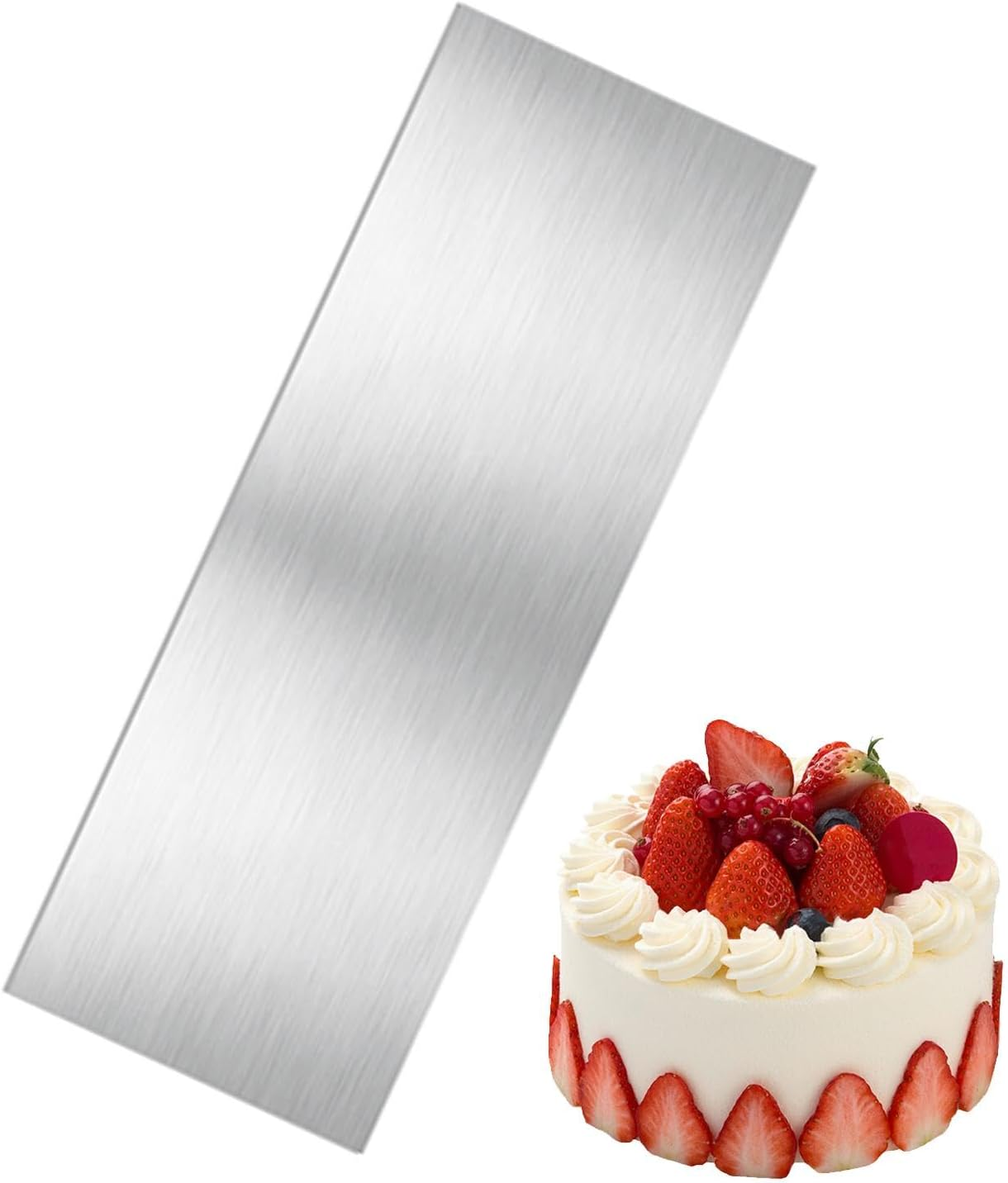 8.6 Inch Stainless Steel Cake Scraper, Metal Smoother for Mousse Butter Cream(Color:Silver) image number 1
