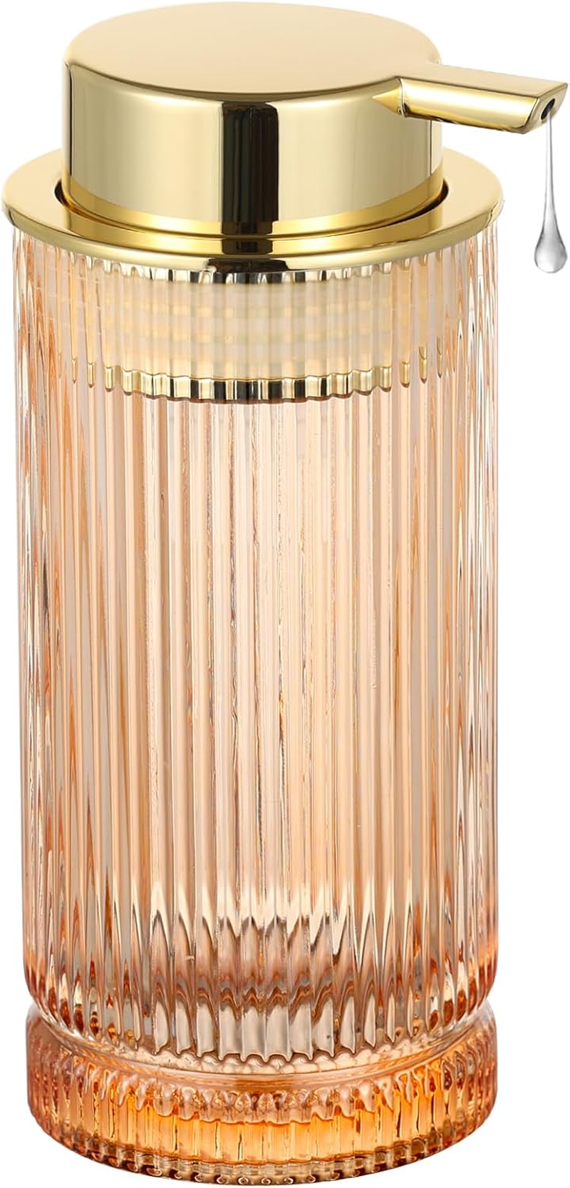 LEICURACE Glass Liquid Soap Dispenser, Refillable Liquid Dispenser with Gold Pump, Hand Soap Dispenser for Bathroom Kitchen, Modern Home Bathroom Decor （Liquid Type/Gold） A031-004-AU