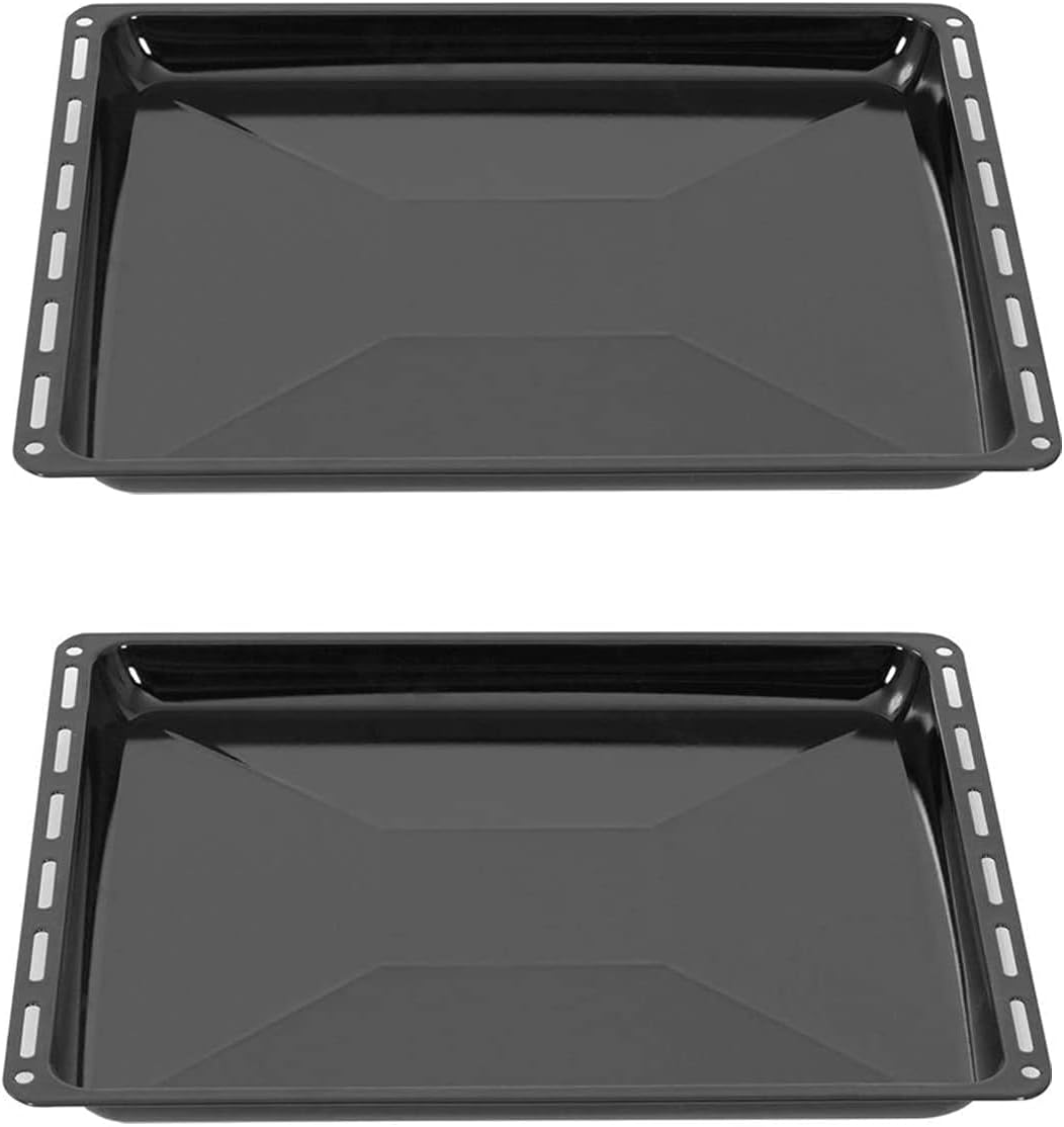 ICQN Baking Tray 445 X 375 X 25 Mm Set of 2 Enamelled Grease Pans Suitable for Whirlpool, Ignis, Bauknecht, Indesit, Algor, Neckermann, Lloyds, Rust-Proof